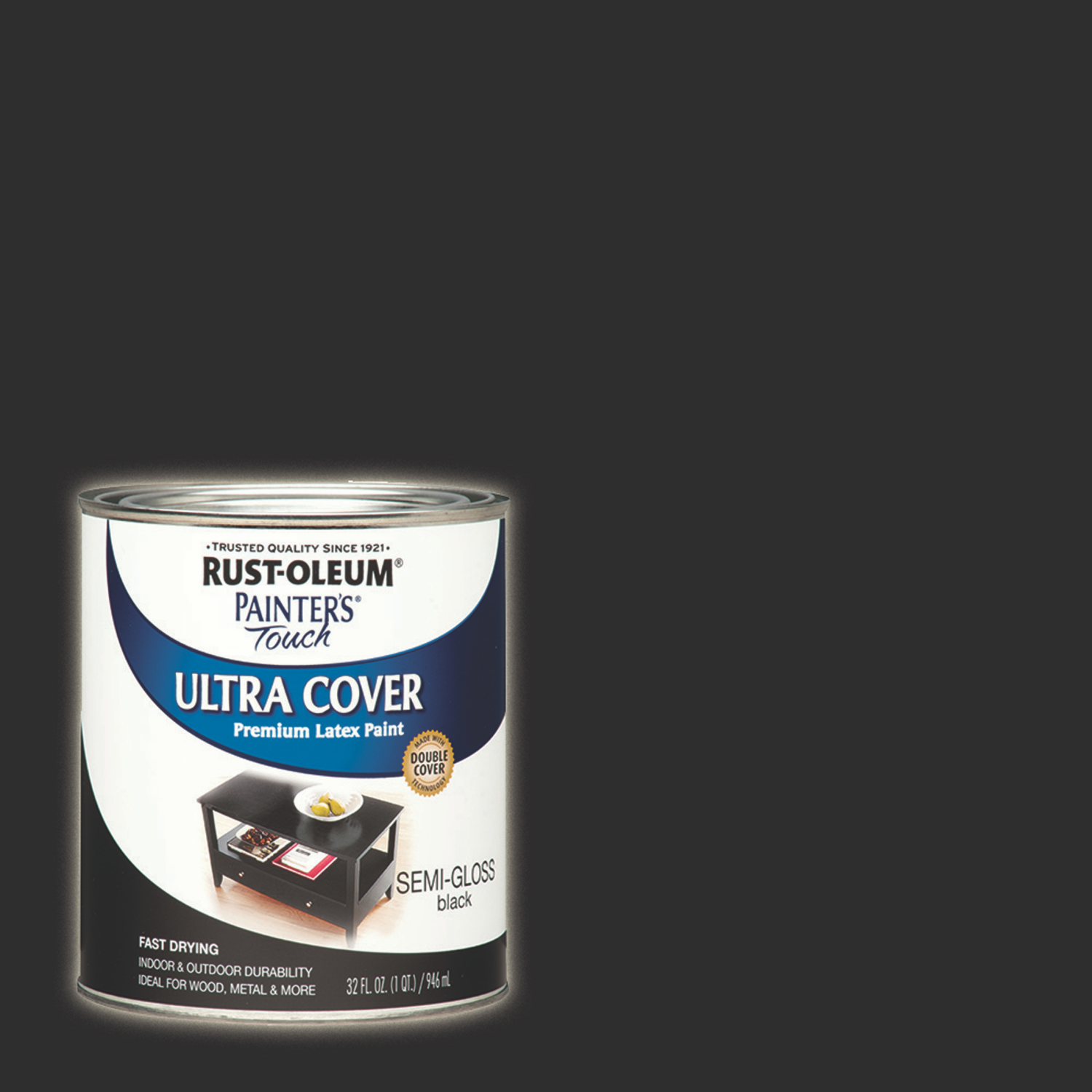 slide 1 of 4, Rust-Oleum Painters Touch Ultra Cover Multi-Purpose Brush-On Paint 1974502, Quart, Semi-Gloss Black, 1 qt