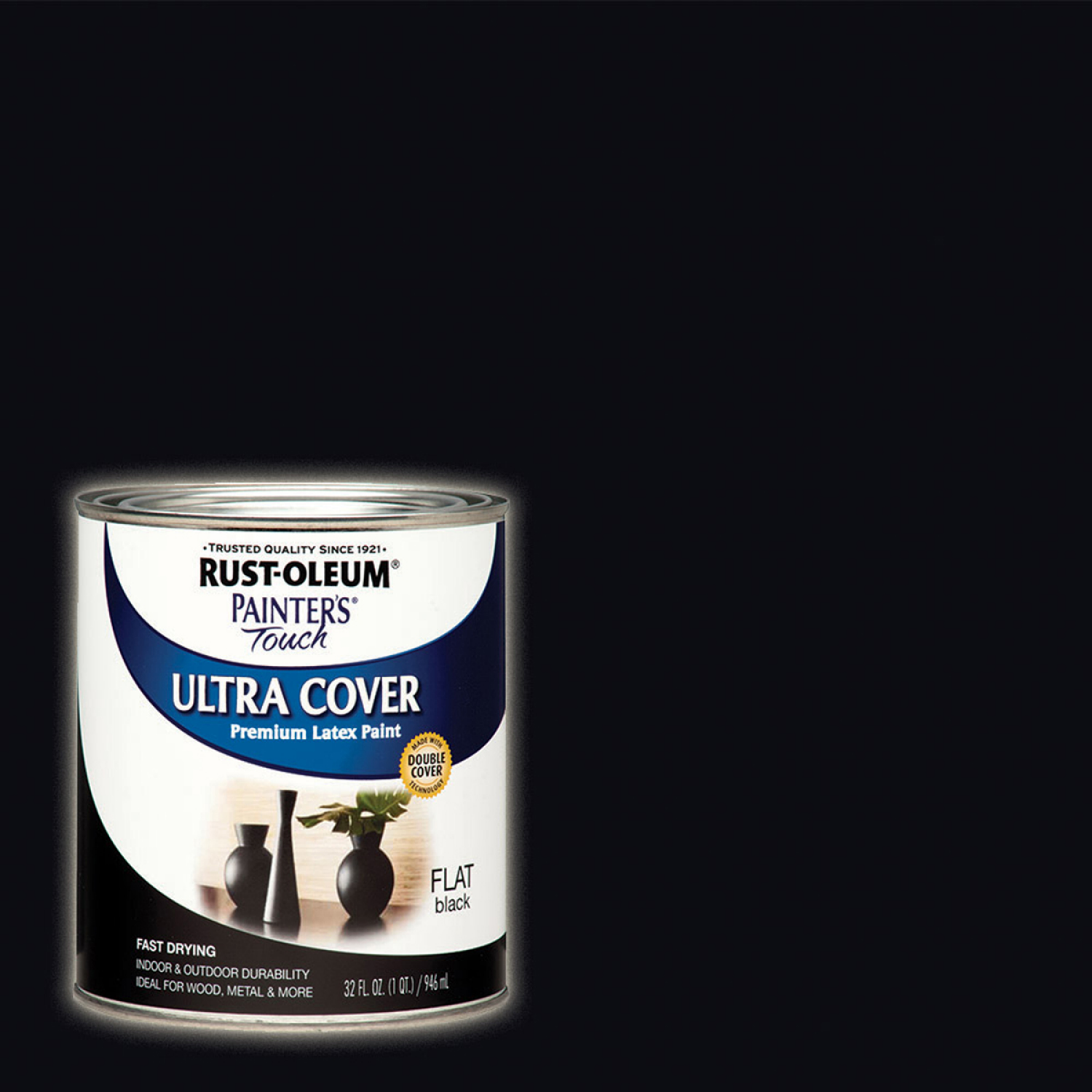 slide 1 of 4, Rust-Oleum Painters Touch Ultra Cover Multi-Purpose Brush-On Paint - 1976502, Quart, Flat Black, 1 qt