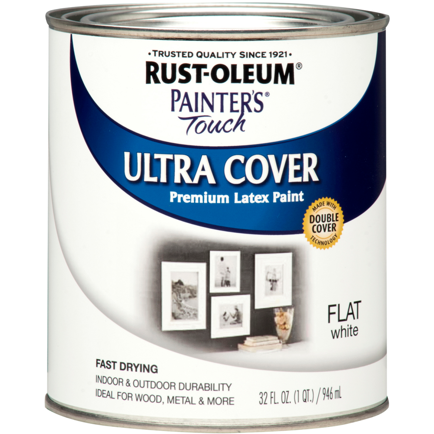 slide 1 of 4, Rust-Oleum Painters Touch Ultra Cover Multi-Purpose Brush-On Paint - 1990502, Quart, Flat White, 1 qt