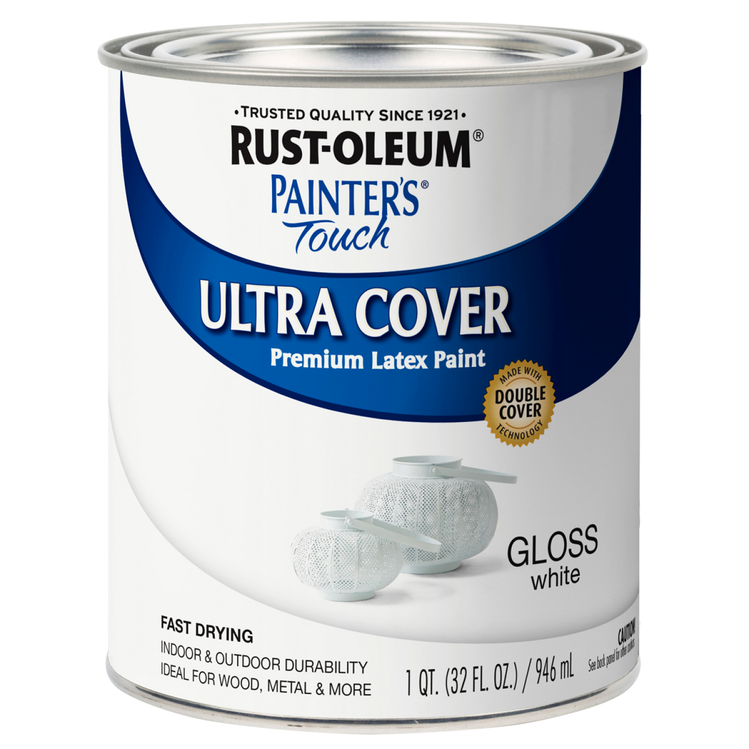 slide 1 of 6, Rust-Oleum Painters Touch Ultra Cover Multi-Purpose Brush-On Paint - 1992502, Quart, Gloss White, 1 qt