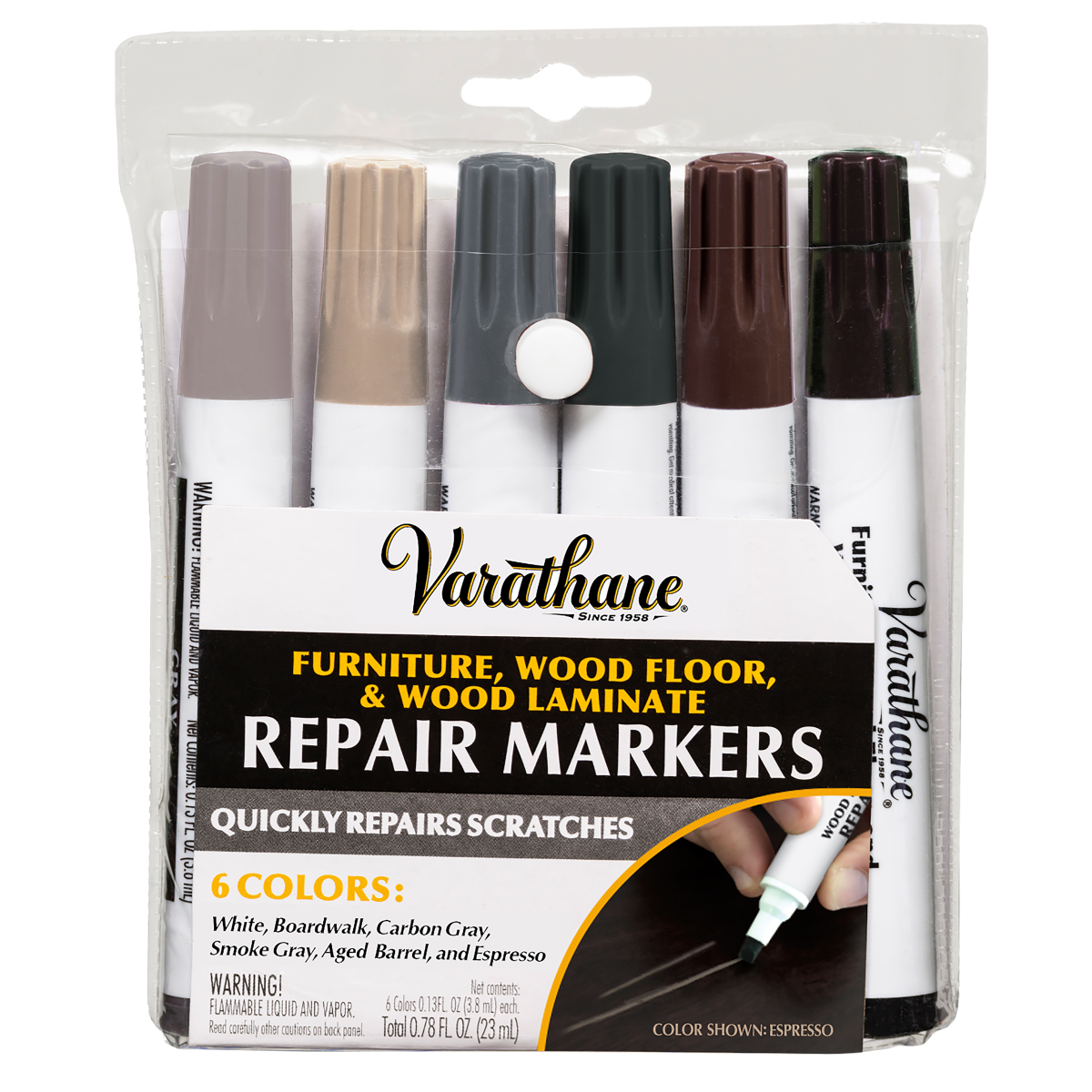 slide 4 of 13, Varathane 6pk Markers Gray, 0.13 oz, 6 ct