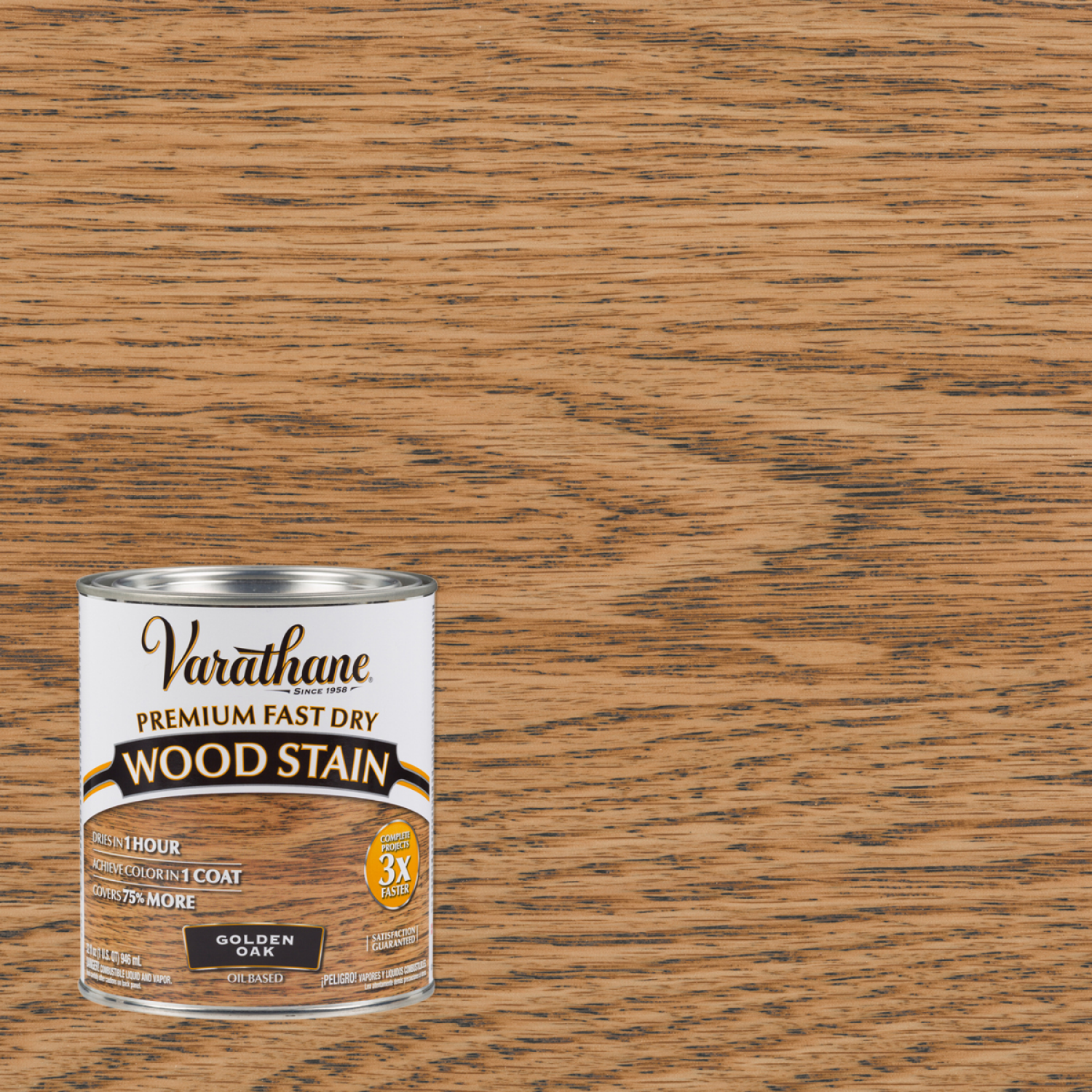 slide 1 of 2, Varathane Premium Fast Dry Wood Stain - 262003, Quart, Golden Oak, 1 qt