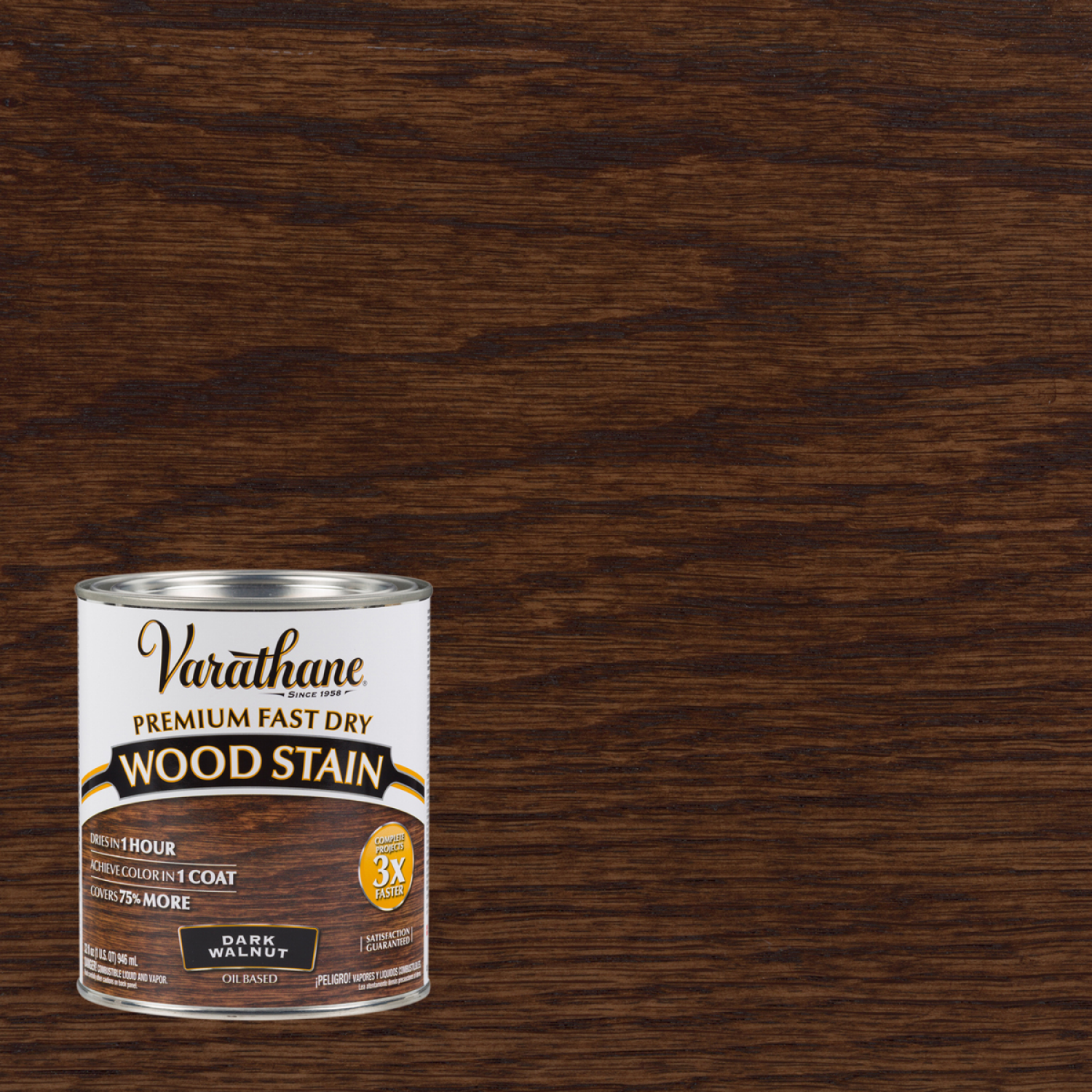 slide 1 of 2, Rustoleum Varathane Premium Fast Dry Wood Stain - 262006, Quart, Dark Walnut, 1 qt