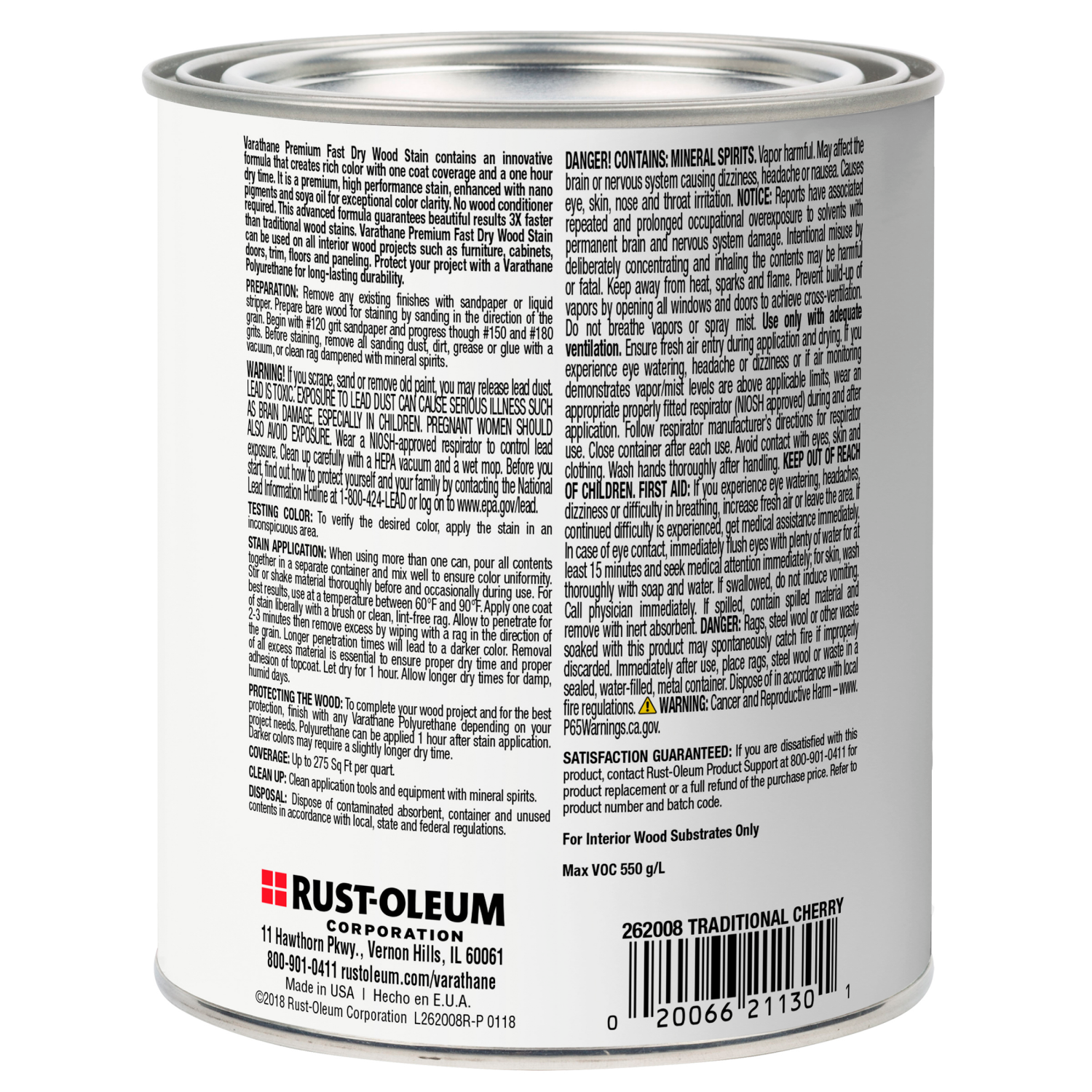slide 3 of 3, Rustoleum Varathane Premium Fast Dry Wood Stain - 262008, Quart, Traditional Cherry, 1 qt