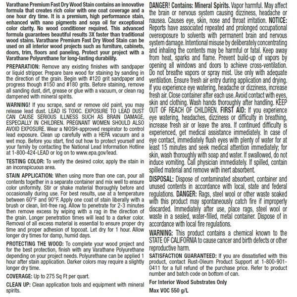 slide 4 of 5, Rustoleum Varathane Premium Fast Dry Wood Stain - 262009, Quart, Black Cherry, 1 qt