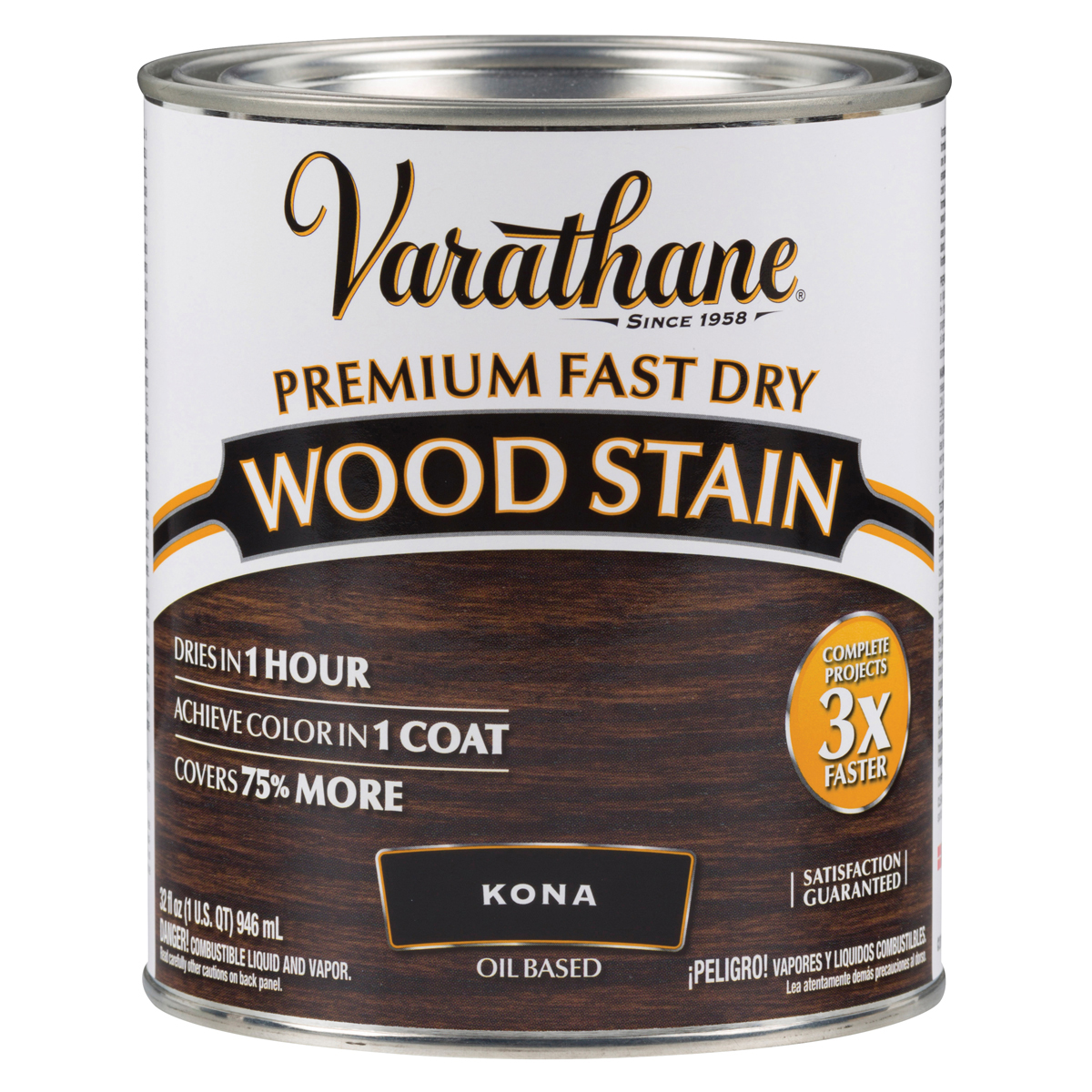 slide 2 of 2, Varathane Premium Fast Dry Wood Stain - 262010, Quart, Kona, 1 qt
