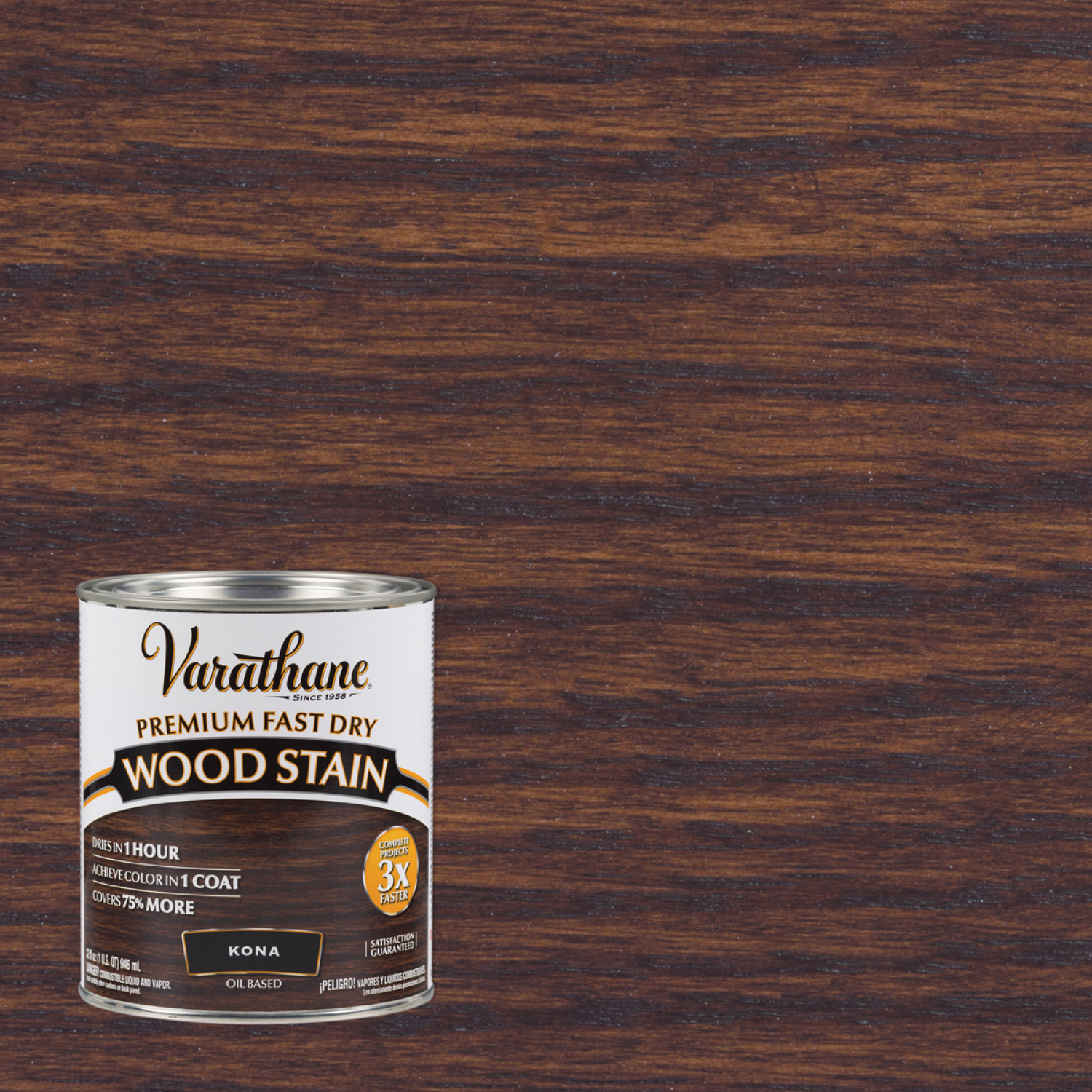 slide 1 of 2, Varathane Premium Fast Dry Wood Stain - 262010, Quart, Kona, 1 qt