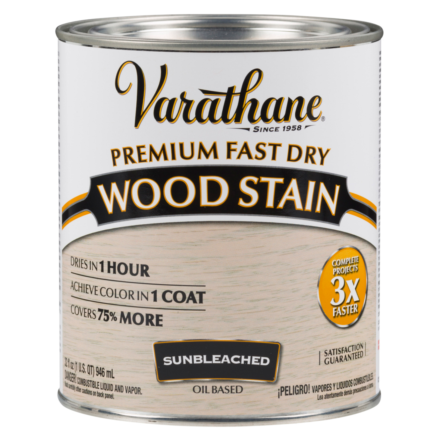 slide 2 of 2, Varathane Premium Fast Dry Wood Stain - 262011, Quart, Sunbleached, 1 qt