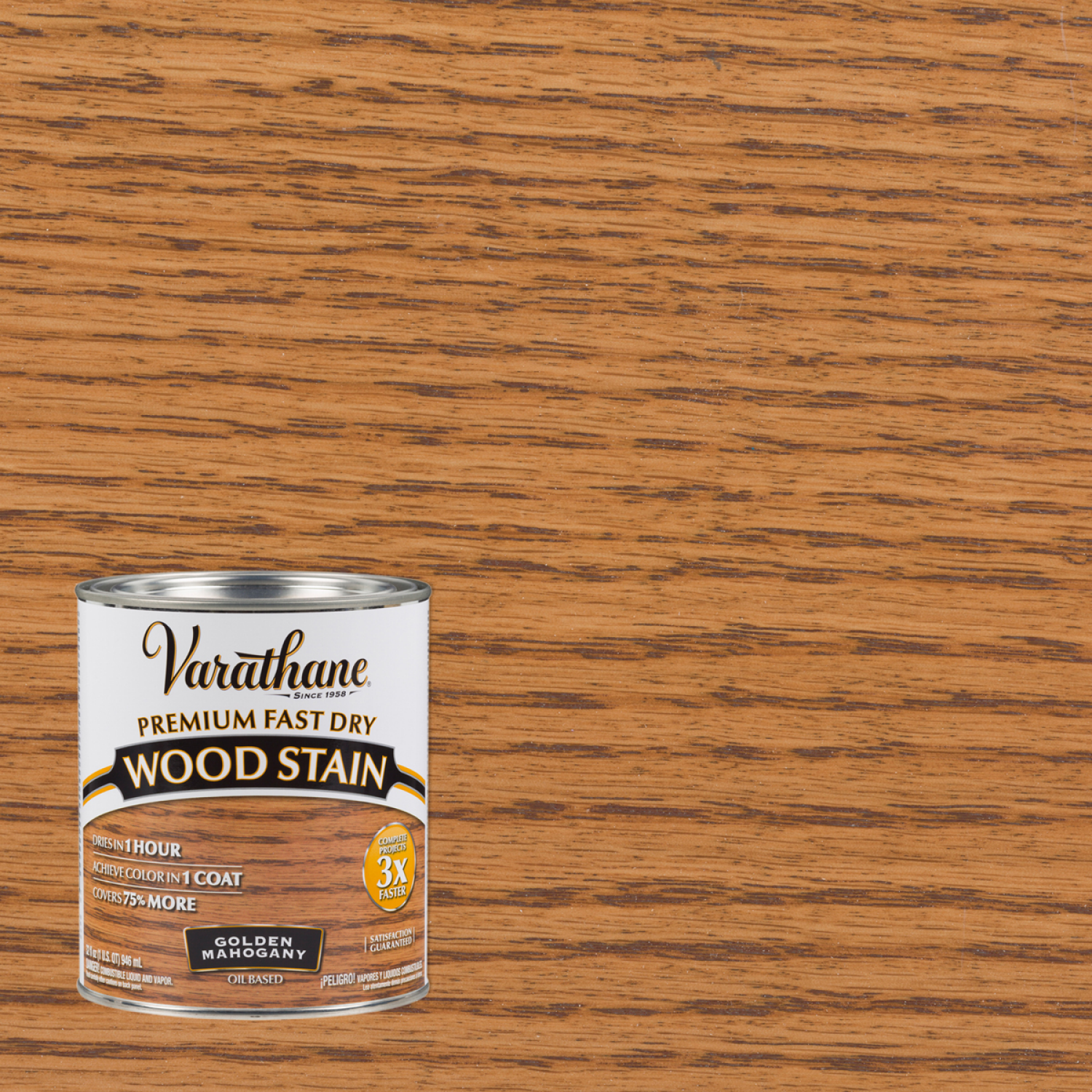 slide 1 of 2, Rust-Oleum Varathane Premium Fast Dry Wood Stain - 262014, Quart, Golden Mahogany, 1 qt
