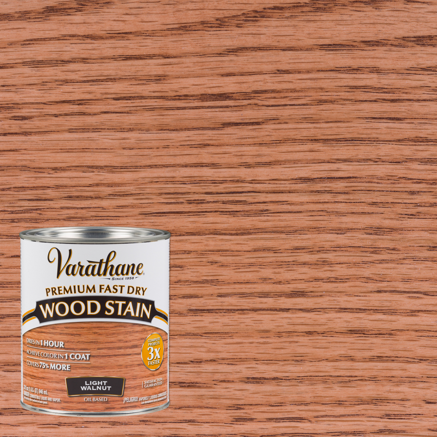 slide 1 of 3, Rustoleum Varathane Premium Fast Dry Wood Stain - 262015, Quart, Light Walnut, 1 ct