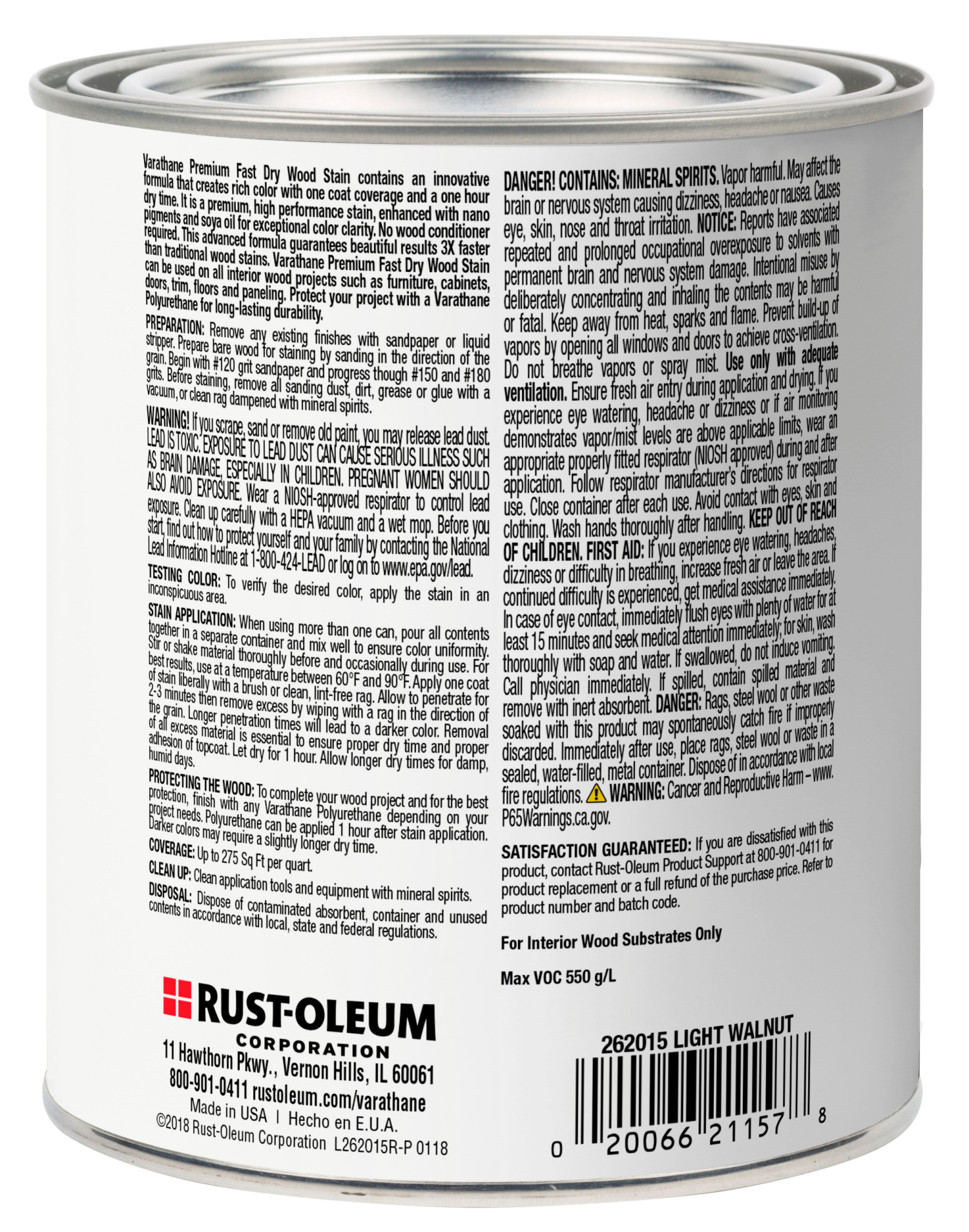 slide 3 of 3, Rustoleum Varathane Premium Fast Dry Wood Stain - 262015, Quart, Light Walnut, 1 ct