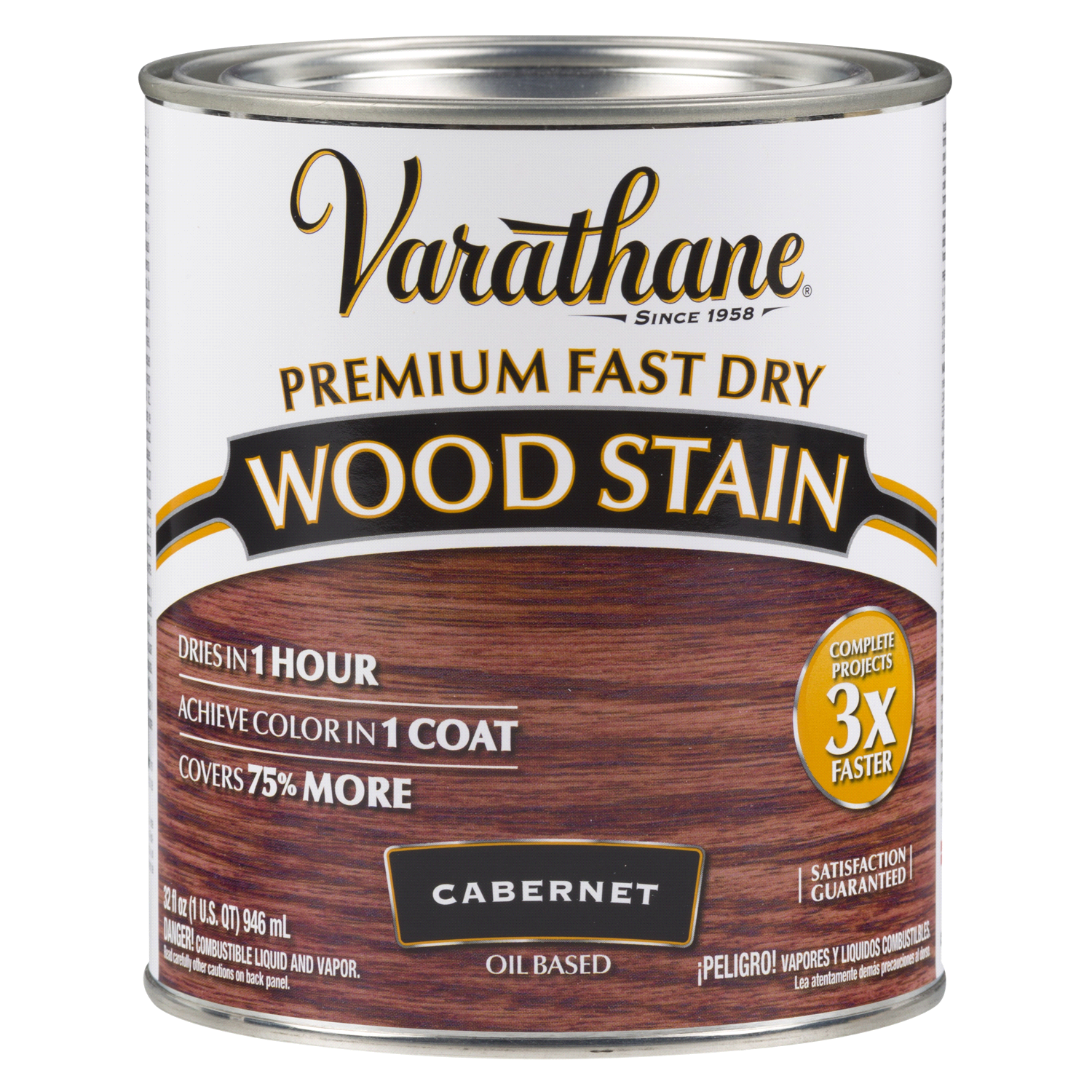 slide 1 of 2, Varathane Premium Fast Dry Wood Stain - 262016, Quart, Cabernet, 1 qt