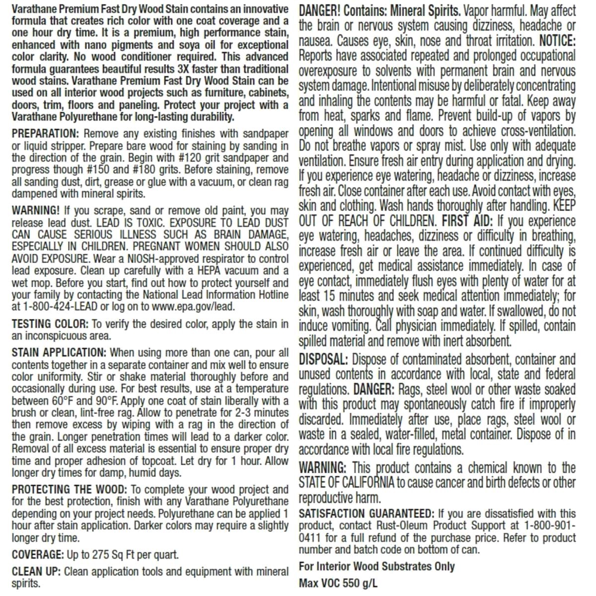 slide 2 of 2, Varathane Premium Fast Dry Wood Stain - 262005, Quart, Early American, 1 qt