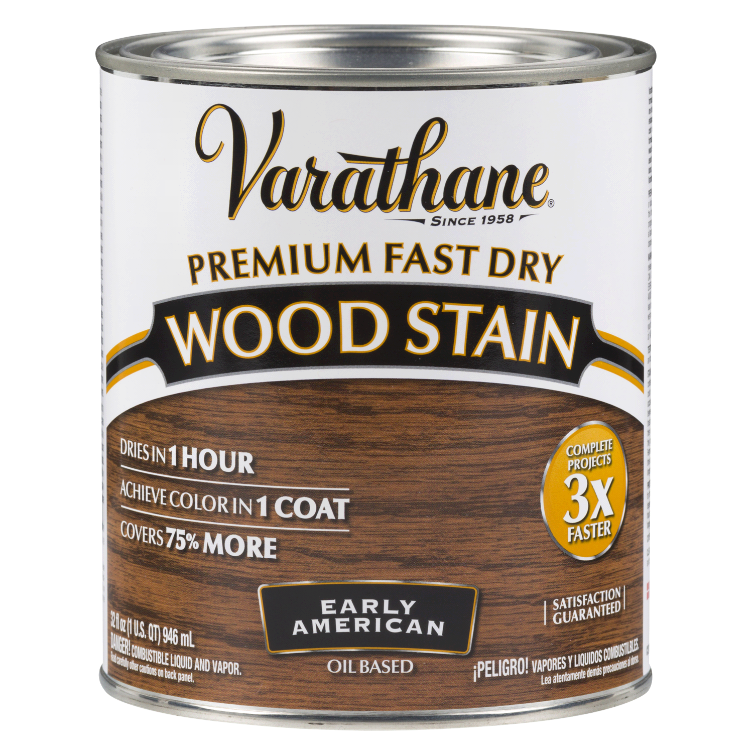 slide 1 of 2, Varathane Premium Fast Dry Wood Stain - 262005, Quart, Early American, 1 qt