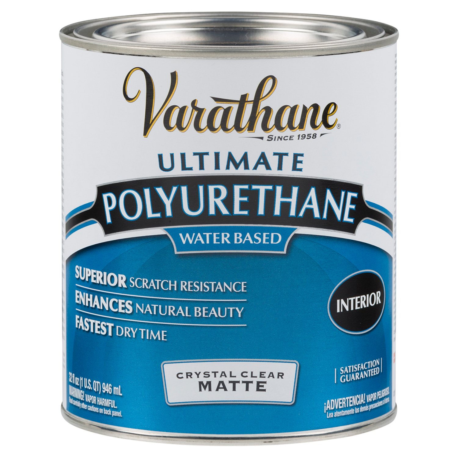 slide 1 of 4, Varathane Ultimate Polyurethane Matte Water-Base-262074, Quart, Crystal Clear, 1 qt