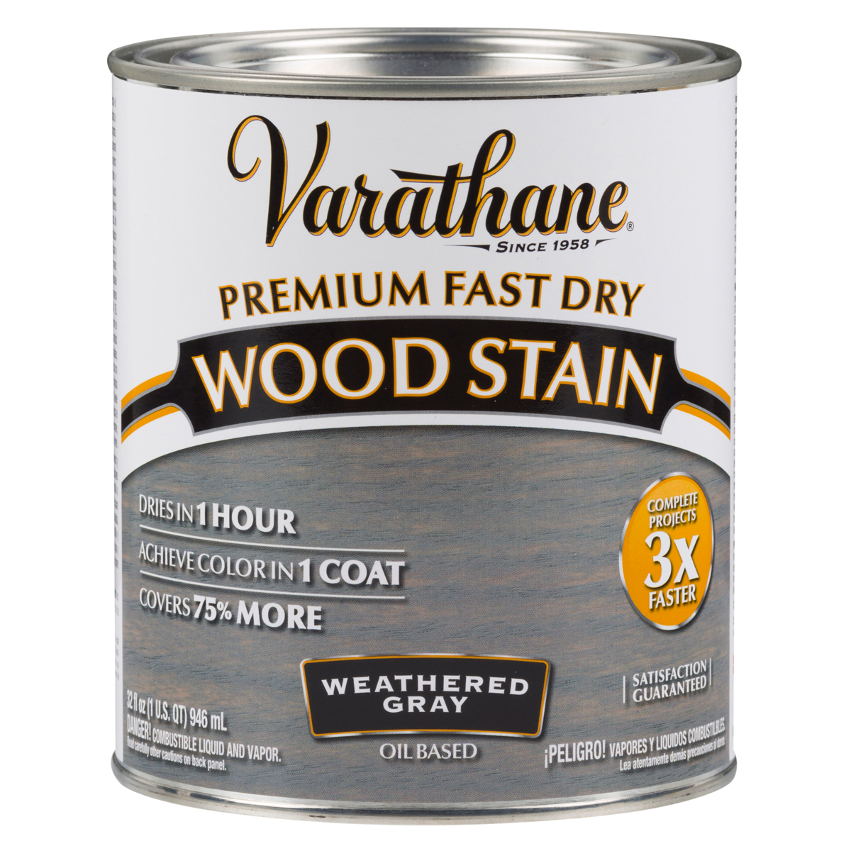 slide 2 of 2, Rustoleum Varathane Premium Fast Dry Wood Stain - 269394, Quart, Weathered Gray, 1 qt