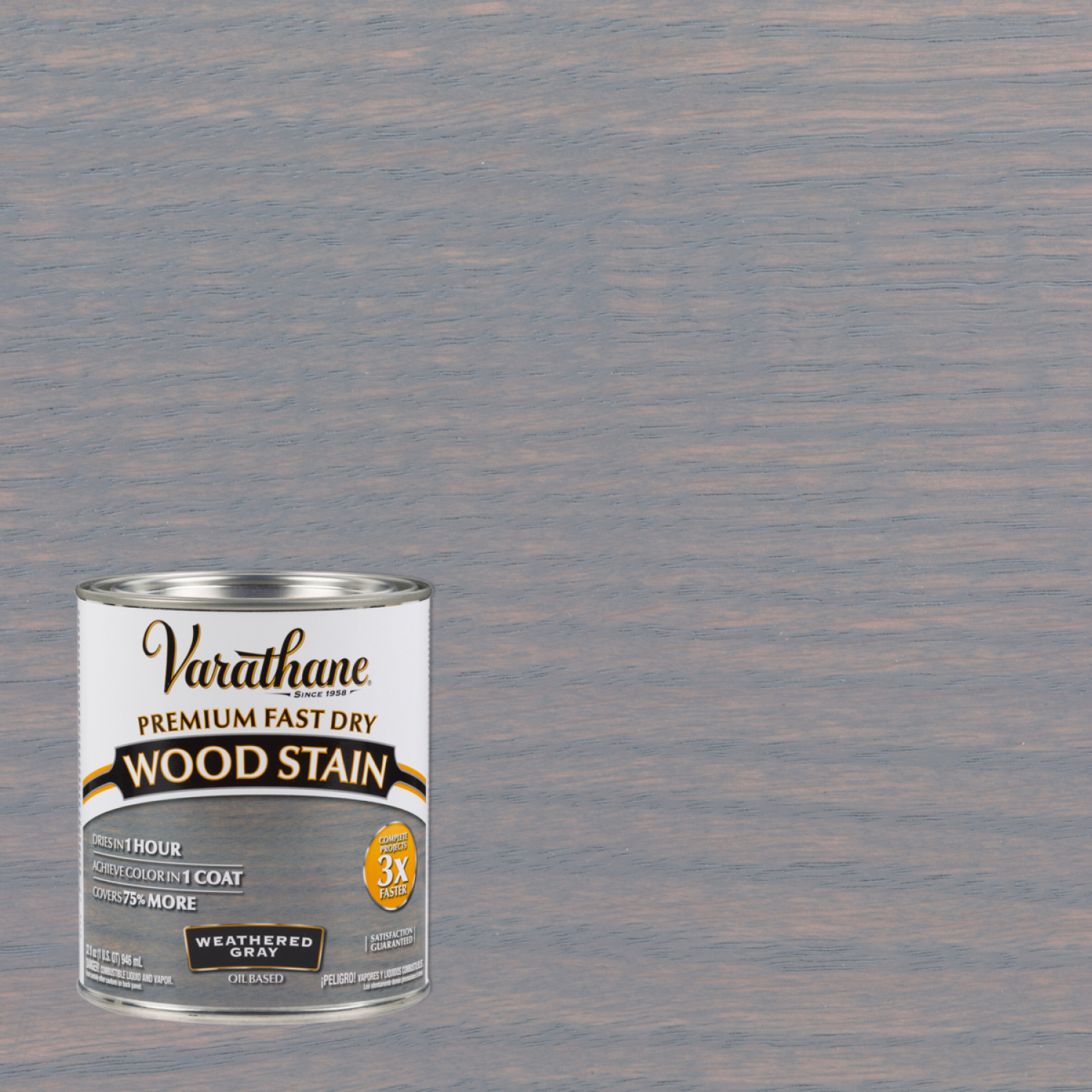 slide 1 of 2, Rustoleum Varathane Premium Fast Dry Wood Stain - 269394, Quart, Weathered Gray, 1 qt
