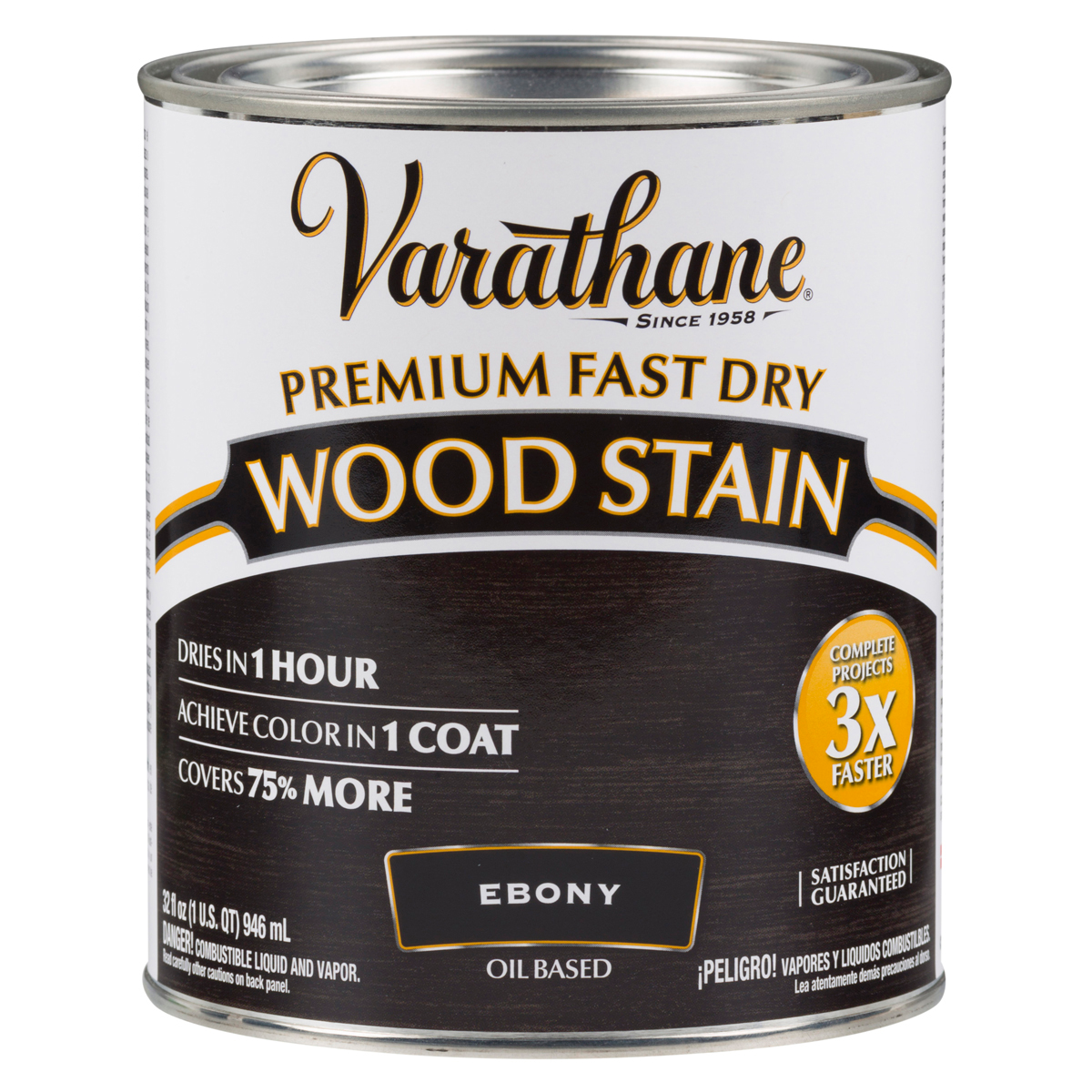 slide 2 of 2, Rustoleum Varathane Premium Fast Dry Wood Stain - 269395, Quart, Ebony, 1 qt