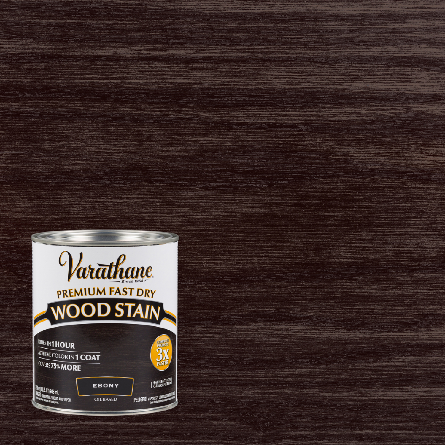 slide 1 of 2, Rustoleum Varathane Premium Fast Dry Wood Stain - 269395, Quart, Ebony, 1 qt