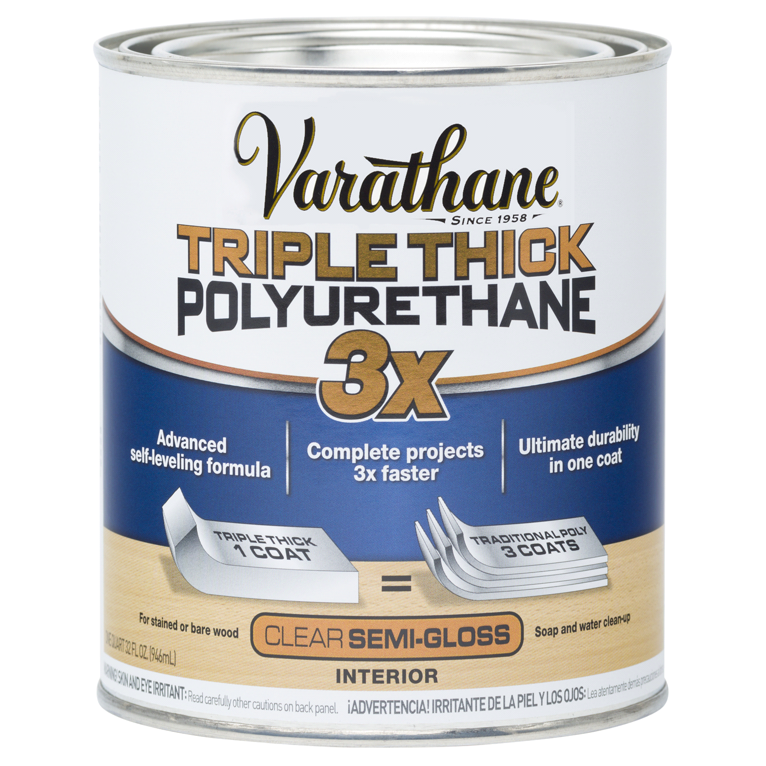 slide 1 of 2, Rustoleum Varathane Triple Thick Polyurethane - 284472, Quart, Gloss, 1 qt