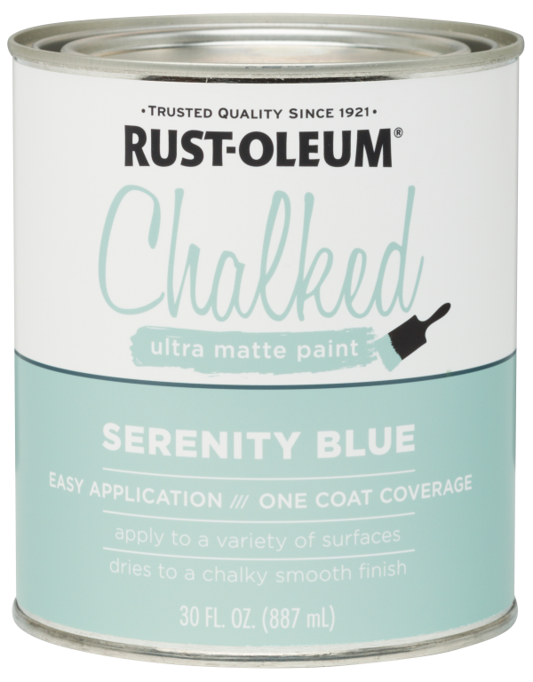 slide 3 of 29, Rust-Oleum Chalked Ultra Matte Paint 285139, Quart, Serenity Blue, 1 ct