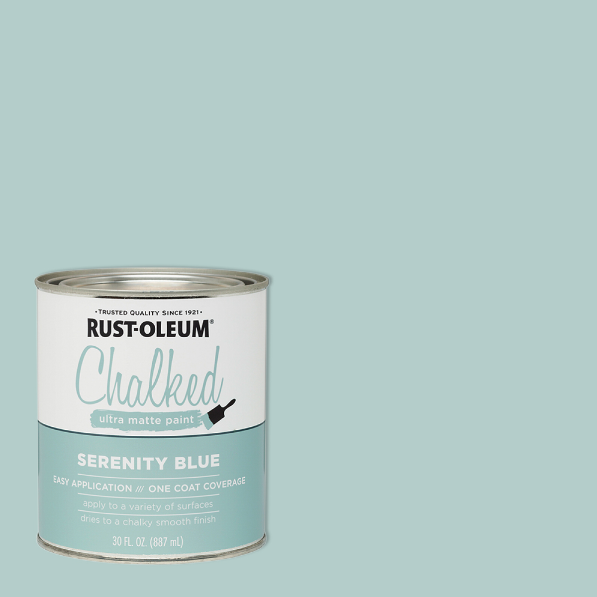 slide 1 of 29, Rust-Oleum Chalked Ultra Matte Paint 285139, Quart, Serenity Blue, 1 ct
