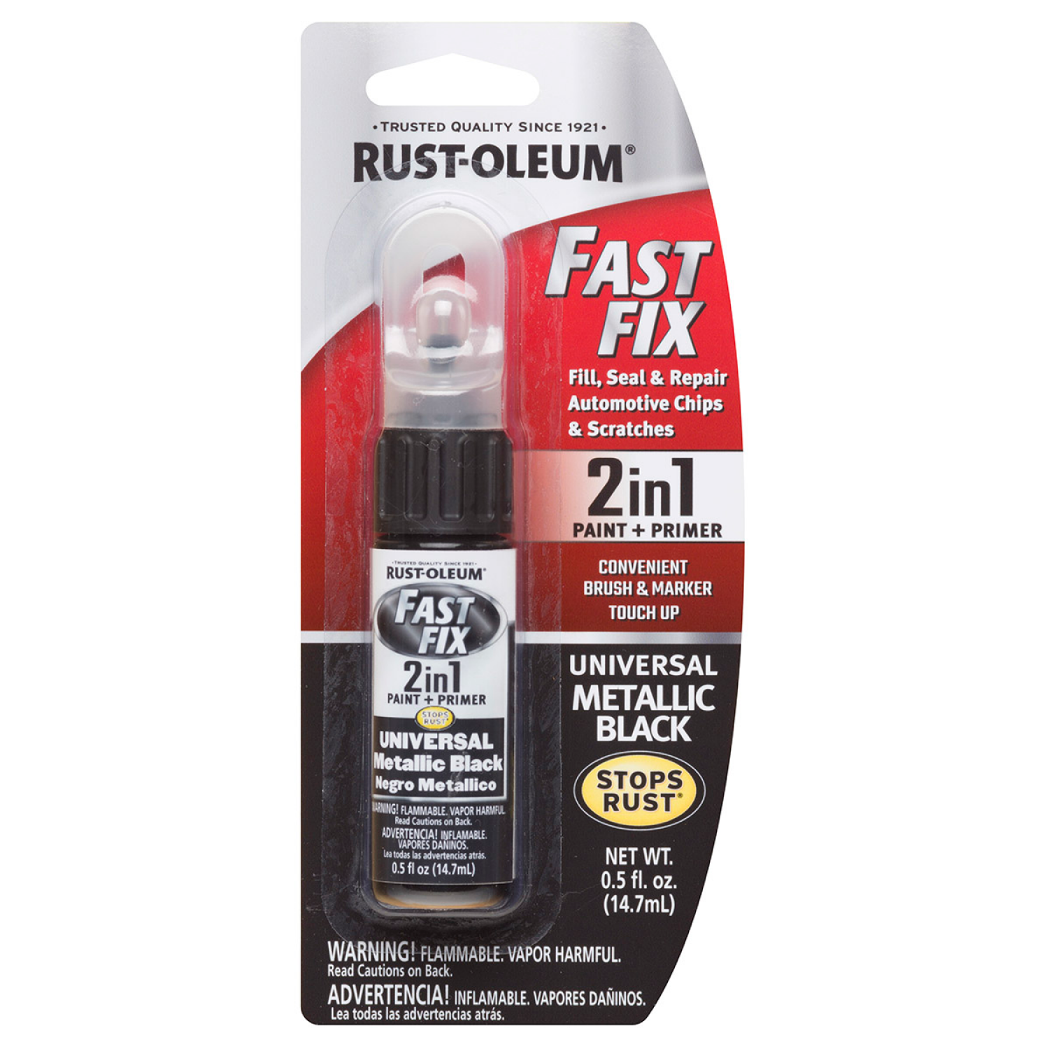 slide 1 of 3, Rustoleum Rust-Oleum Fast Fix 2 in 1 Gloss Black Paint and Primer-286487, 0.5 fl oz