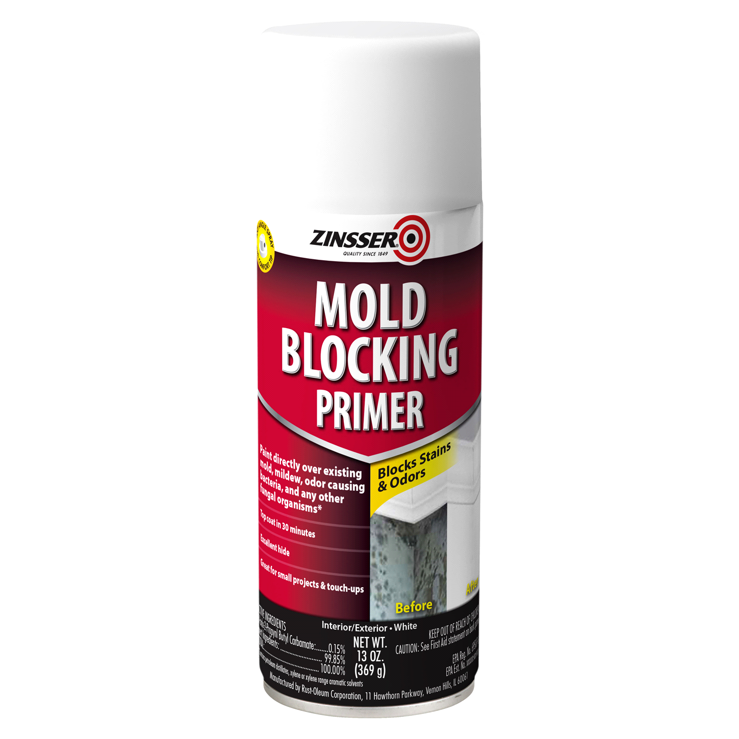 slide 1 of 2, Rustoleum Zinsser Mold Blocking Primer - 287512, White, 13 oz