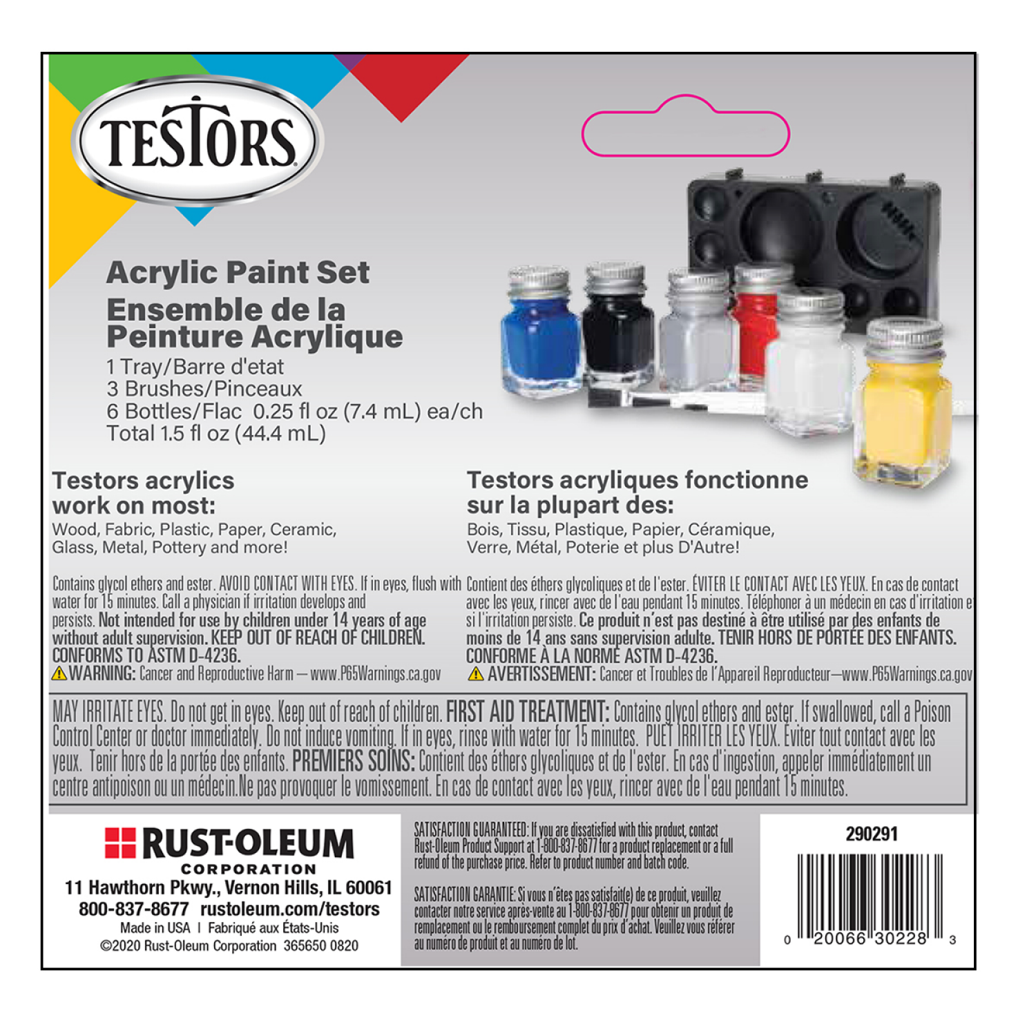 slide 2 of 4, Rust-Oleum Testors Multi-Surface Primary Colors Acrylic Paints- 290291, 10 Pack, 10 ct