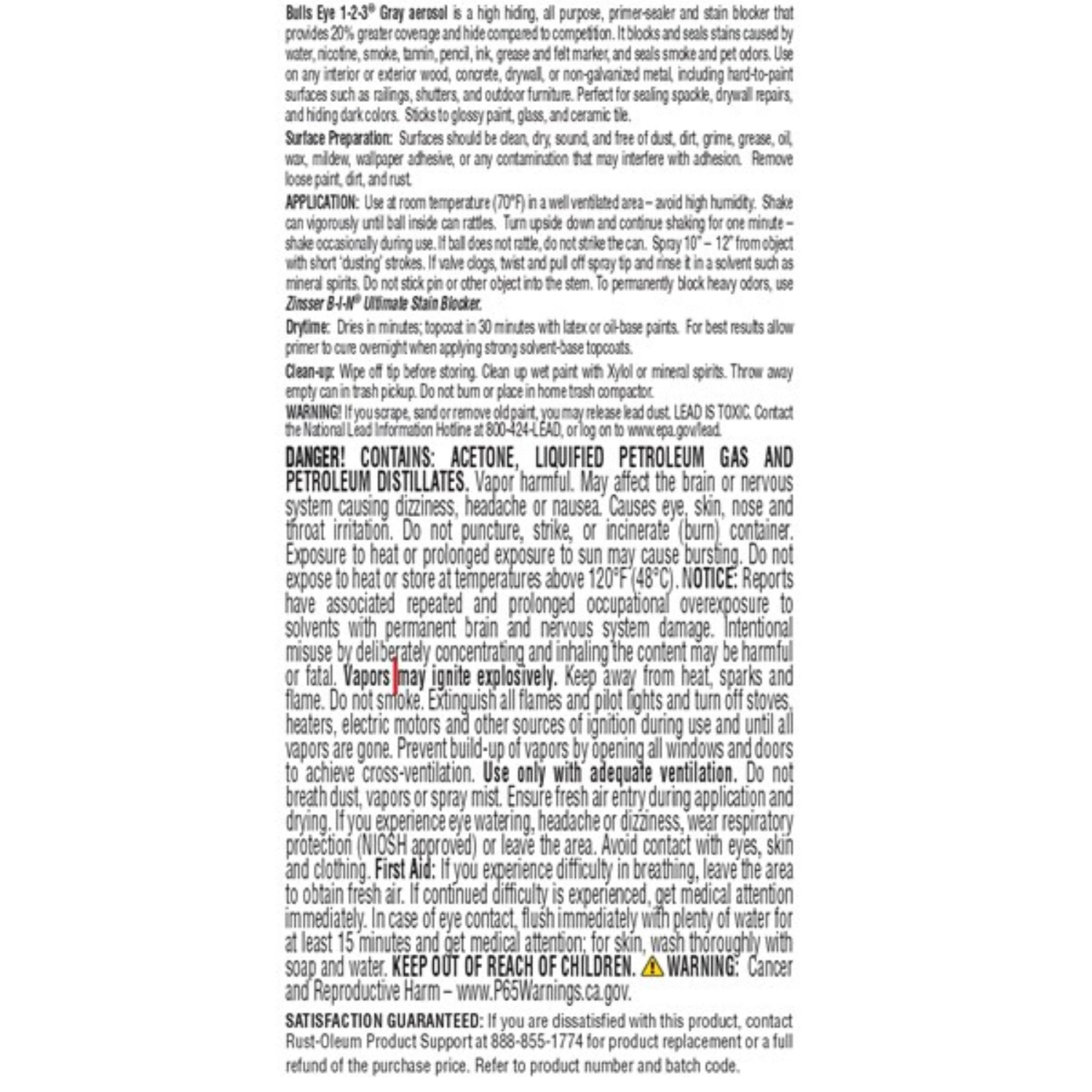 slide 7 of 8, Zinsser Bullseye 1-2-3 Primer Spray - 290971, Gray, 13 oz