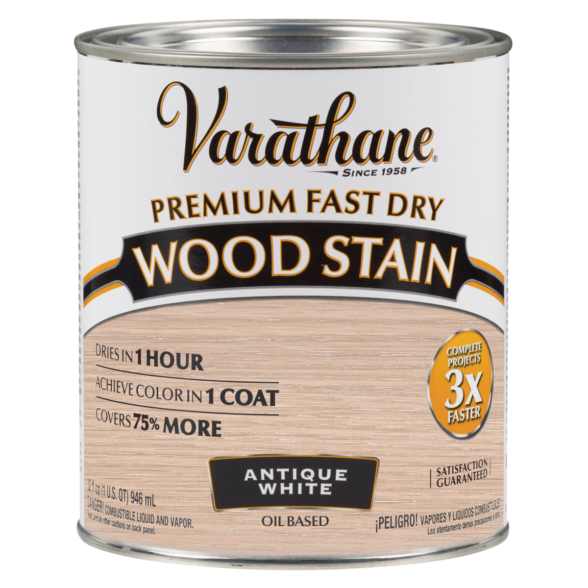 slide 2 of 2, Rustoleum Varathane Premium Fast Dry Wood Stain - 297424, Quart, Antique White, 1 qt