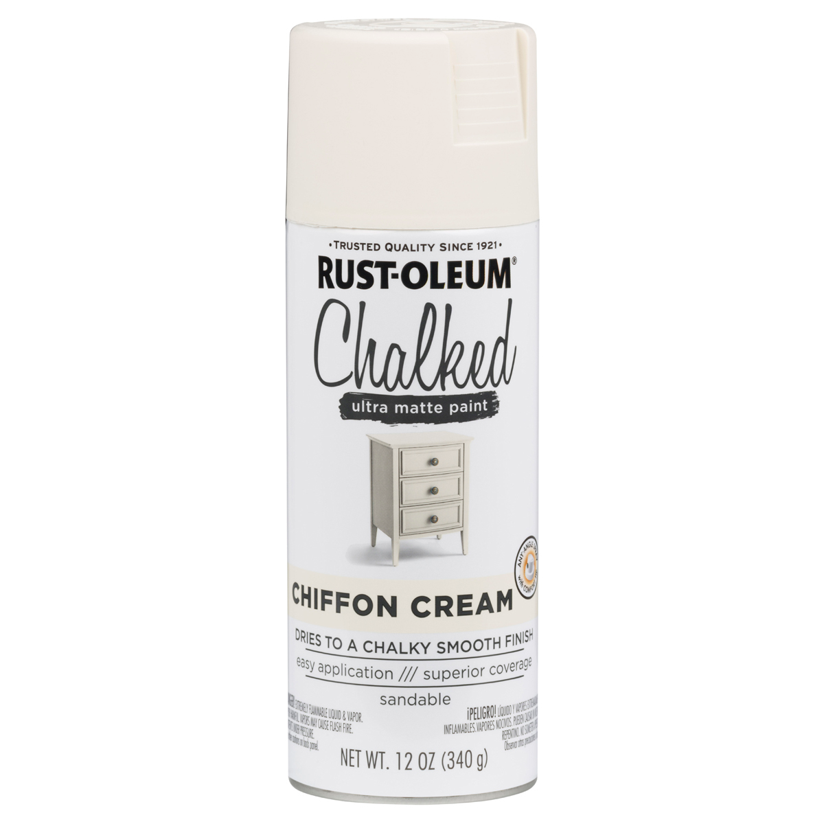 slide 3 of 29, Rust-Oleum 12oz Chalked Ultra Matte Spray Paint Chiffon Cream, 12 oz