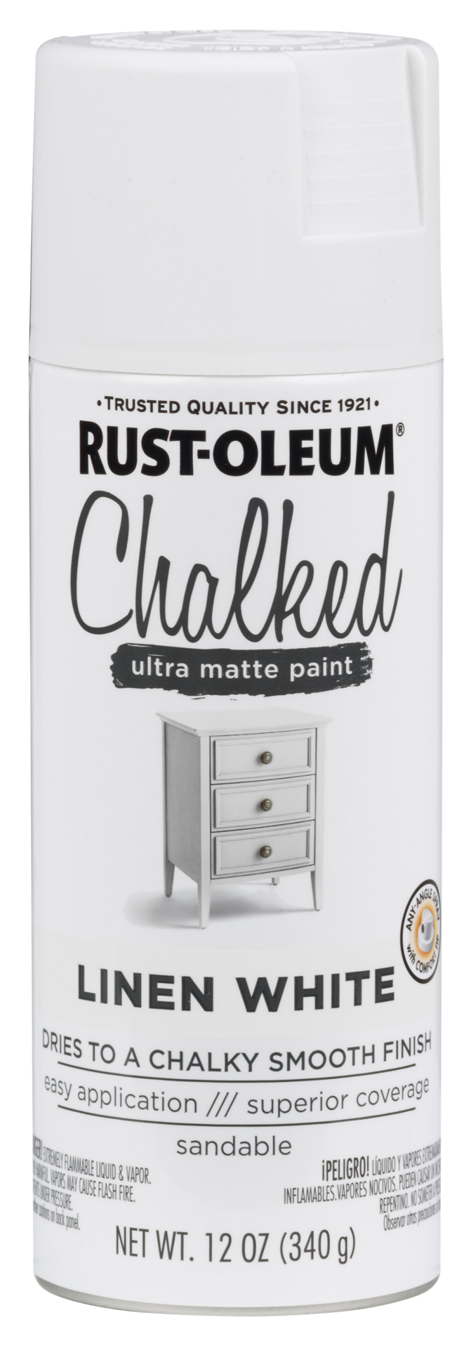 slide 3 of 29, Rust-Oleum 12oz Chalked Ultra Matte Spray Paint Linen White, 12 oz