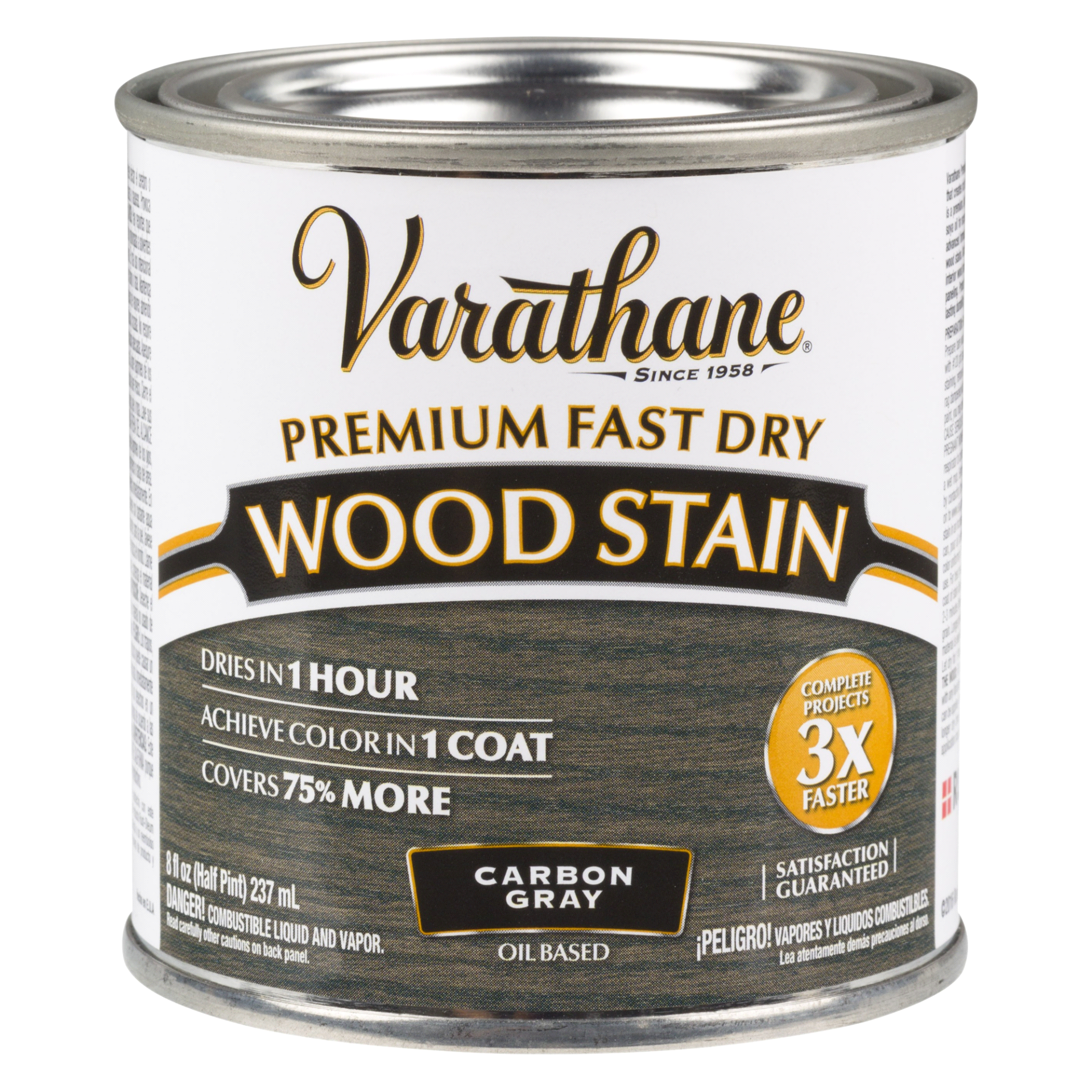 slide 1 of 1, Varathane Premium Fast Dry Wood Stain - 307416, Half Pint, Carbon Gray, 1/2 pint