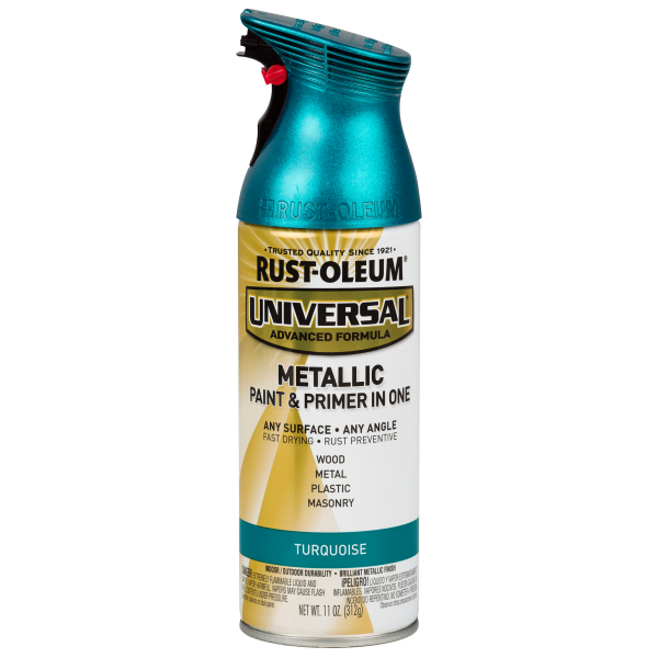 slide 4 of 25, Rust-Oleum Universal Metallic Paint & Primer in One Spray Paint - 330480, Turquoise, 11 oz