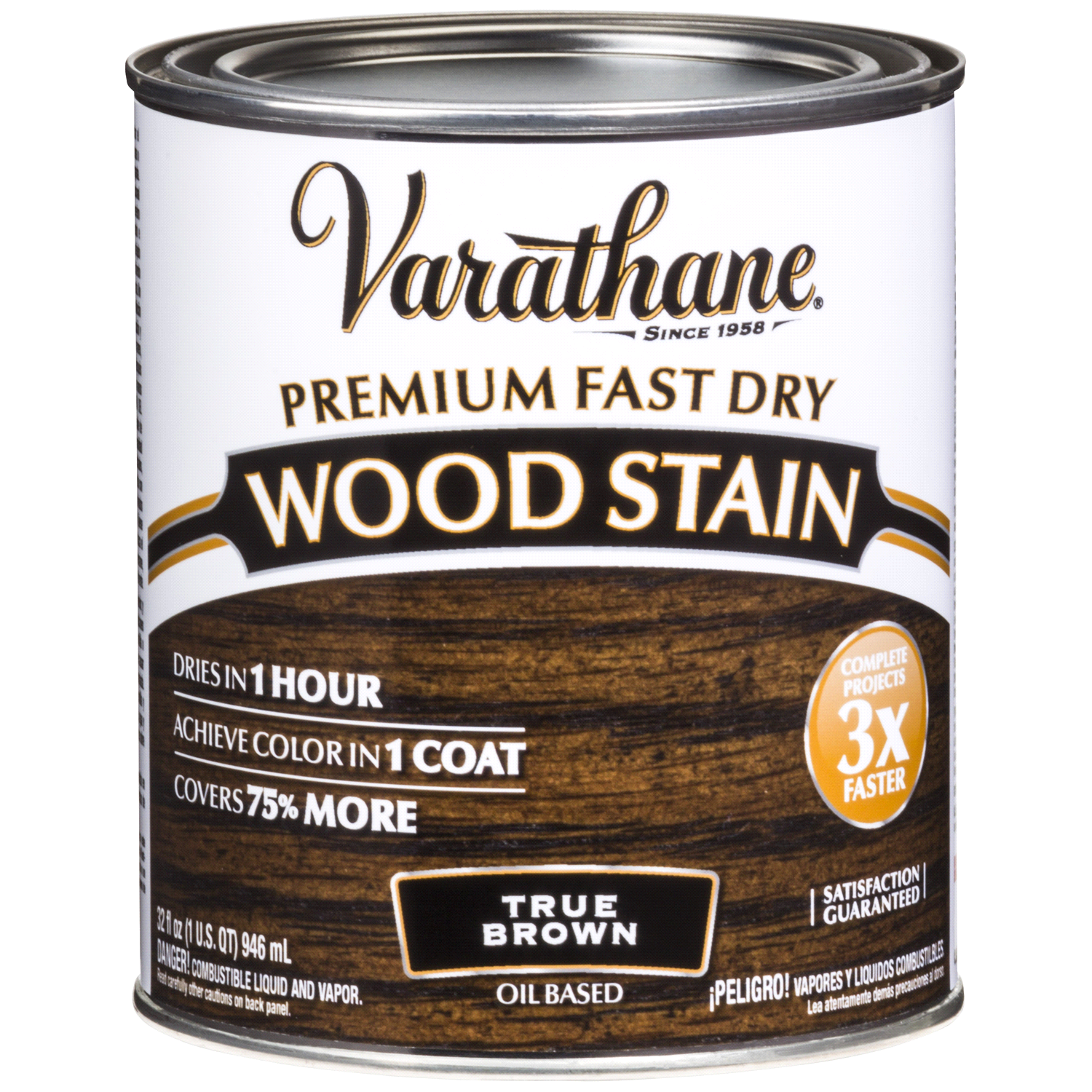 slide 1 of 2, Rustoleum Varathane Premium Fast Dry Wood Stain - 333661, Quart, True Brown, 1 ct