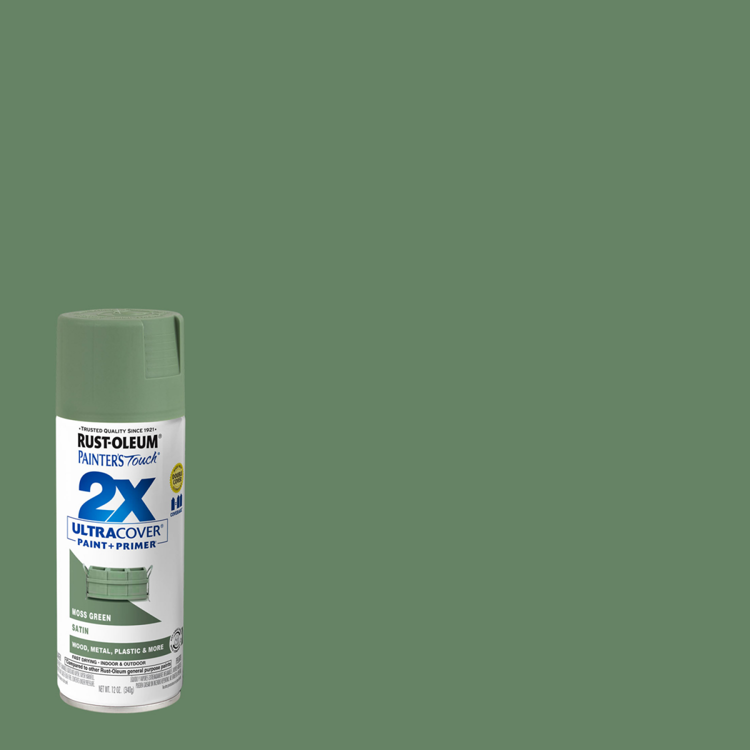 slide 1 of 5, Rustoleum Rust-Oleum Painters Touch 2X Ultra Cover Spray Paint, Satin Moss Green, 