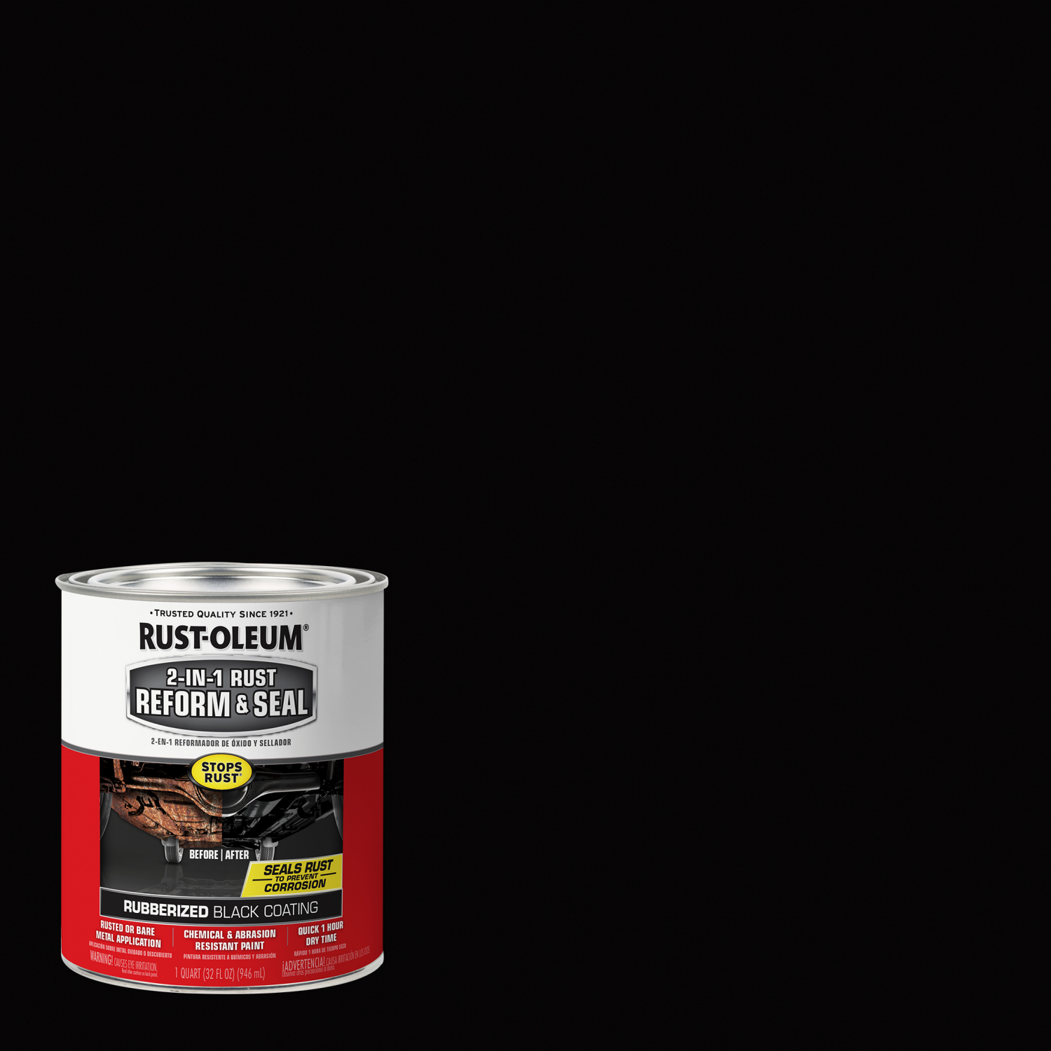 slide 1 of 3, Rustoleum Rust-Oleum Automotive 2 in 1 Rust Reforming Undercoating Textured-Flat Black-344763, quart, 1 ct