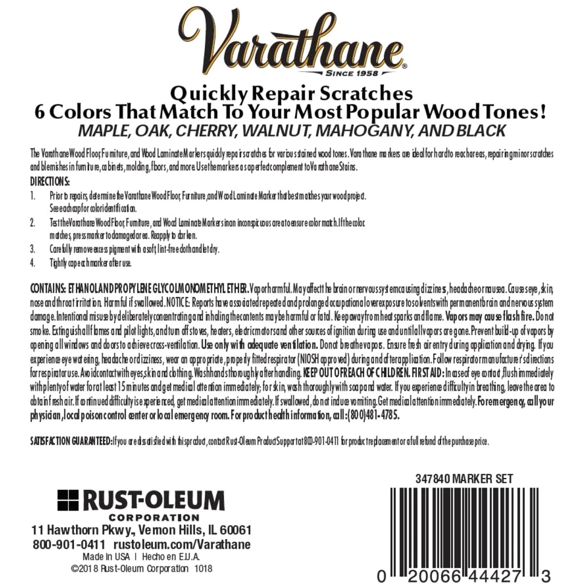 slide 2 of 2, Rustoleum Varathane Stain Markers - 347840, 6 Color Kit, 0.13 oz