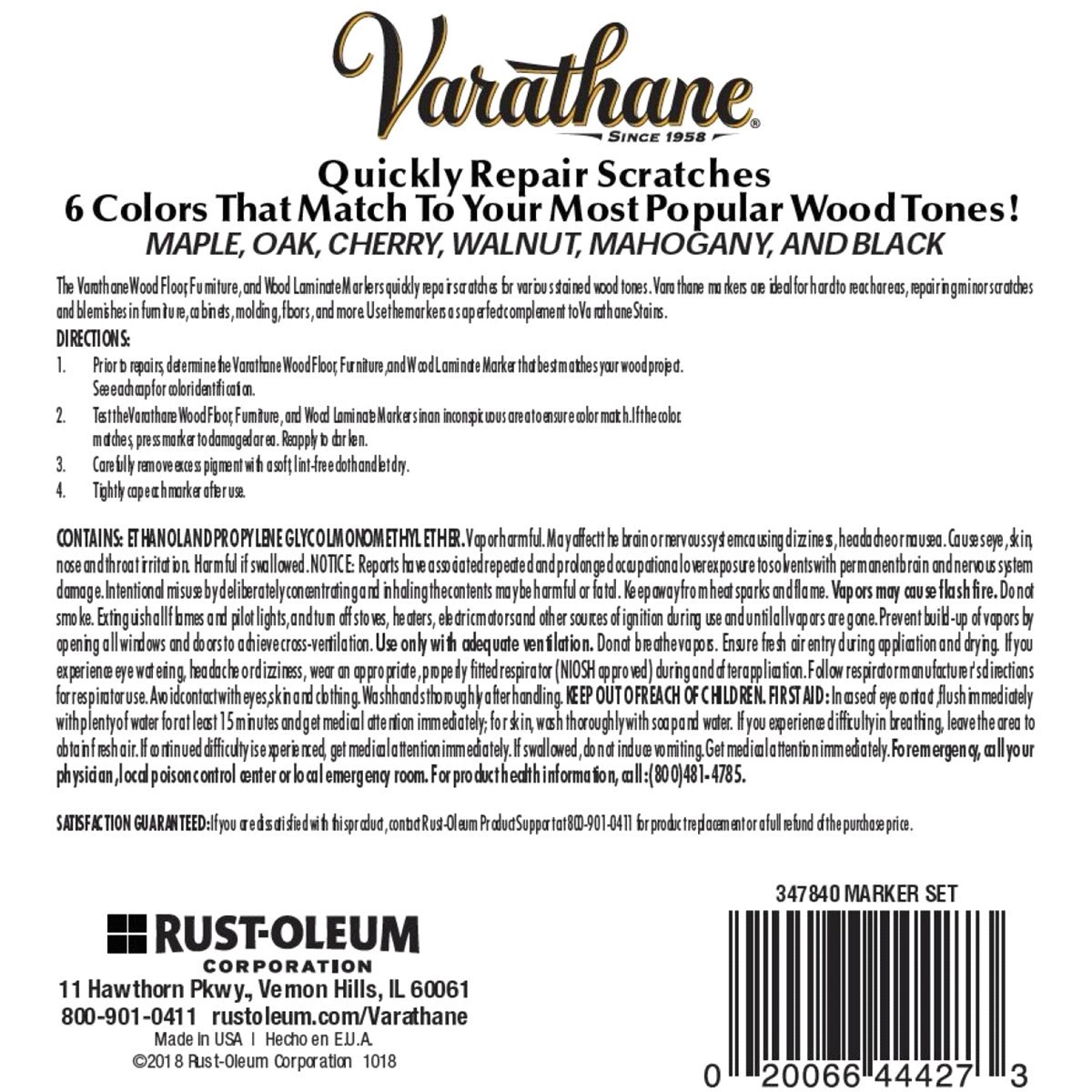 slide 2 of 2, Rustoleum Varathane Stain Markers - 347840, 6 Color Kit, 0.13 oz
