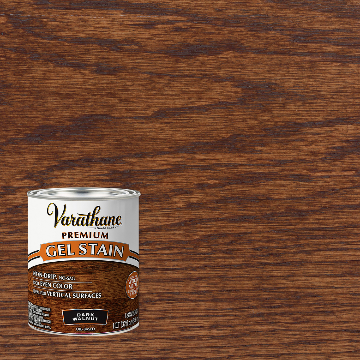 slide 1 of 2, Rust-Oleum Varathane Premium Gel Wood Stain-358301, Quart, Dark Walnut, 1 qt