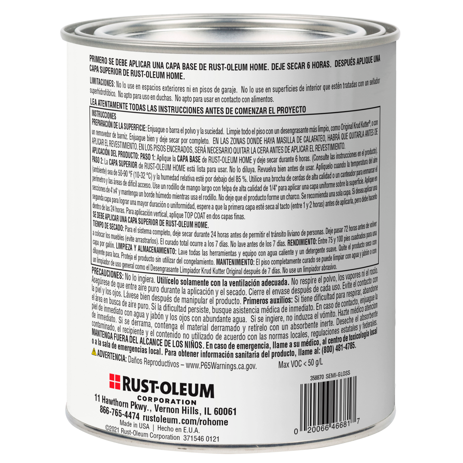 slide 3 of 3, Rustoleum Rust-Oleum Home Floor Coating Top Coat-358870, Quart, Semi-Gloss Clear, 1 ct