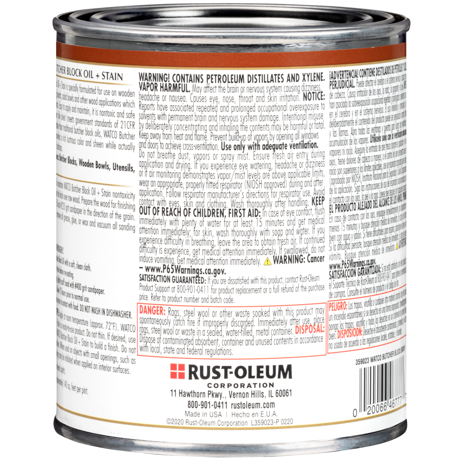 slide 3 of 3, Rustoleum Watco Butcher Block Oil + Stain- 359023, Pint, Ebony, 1 ct