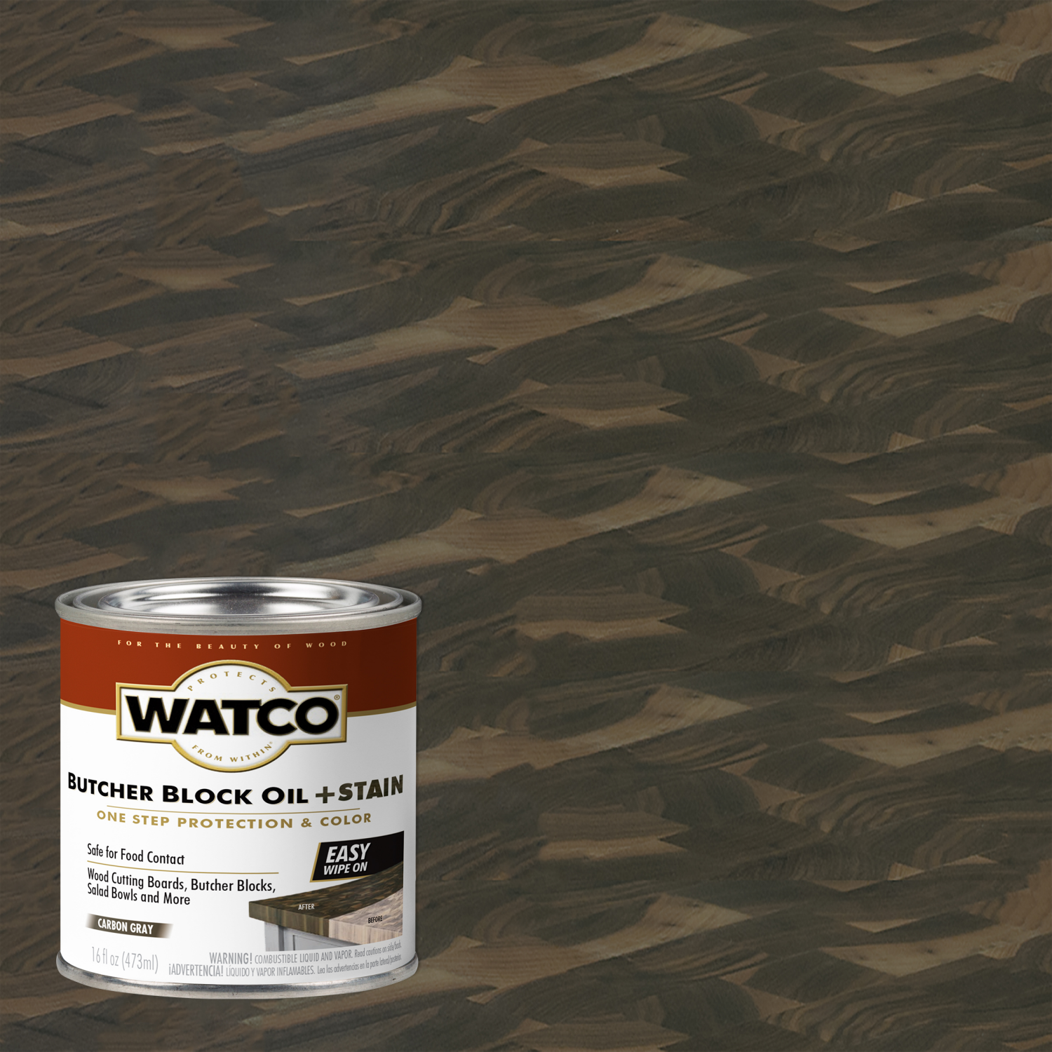 slide 1 of 3, Rustoleum Watco Butcher Block Oil + Stain- 359023, Pint, Ebony, 1 ct