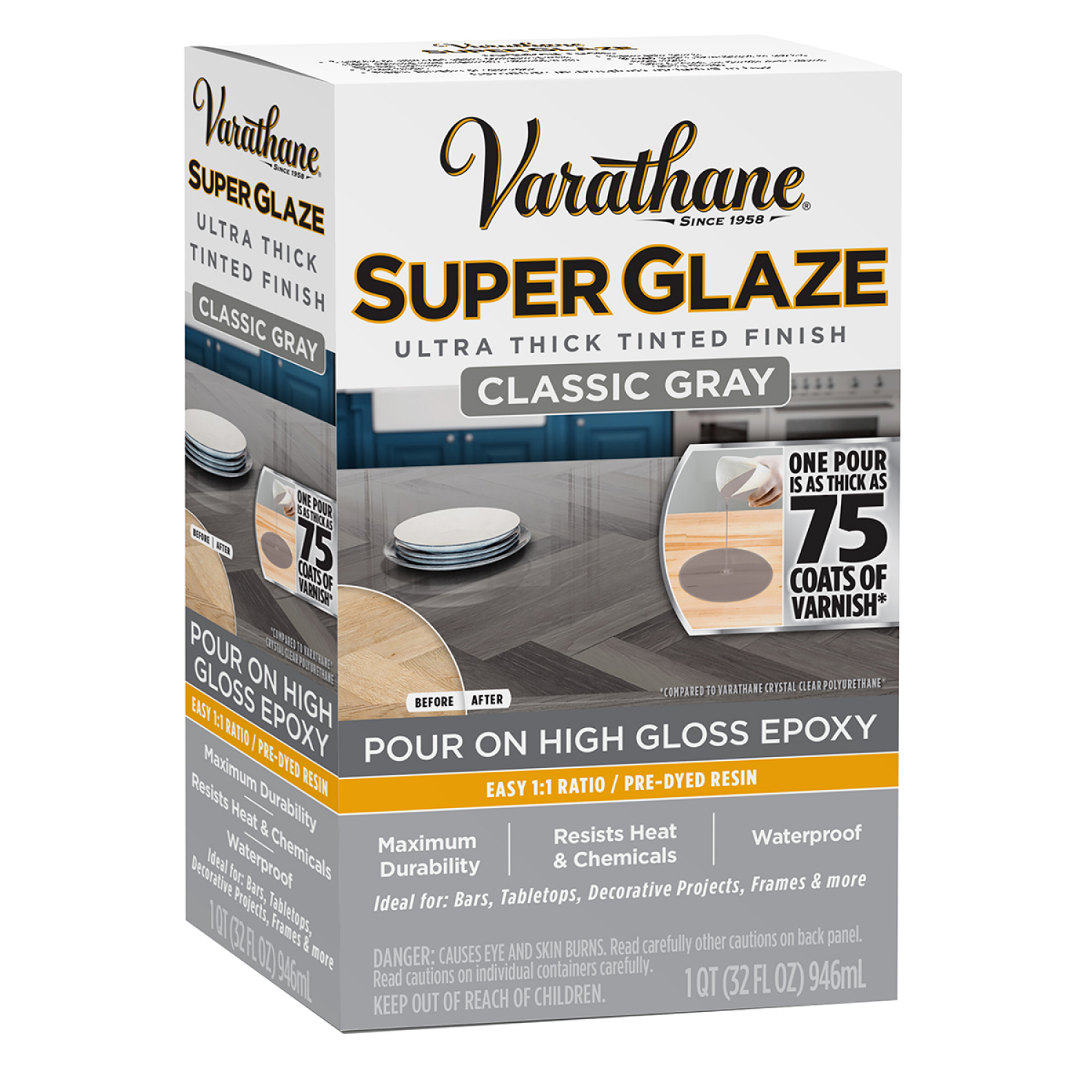 slide 2 of 4, Rustoleum Varathane Super Glaze Classic Gray-363903, Quart, 1 ct