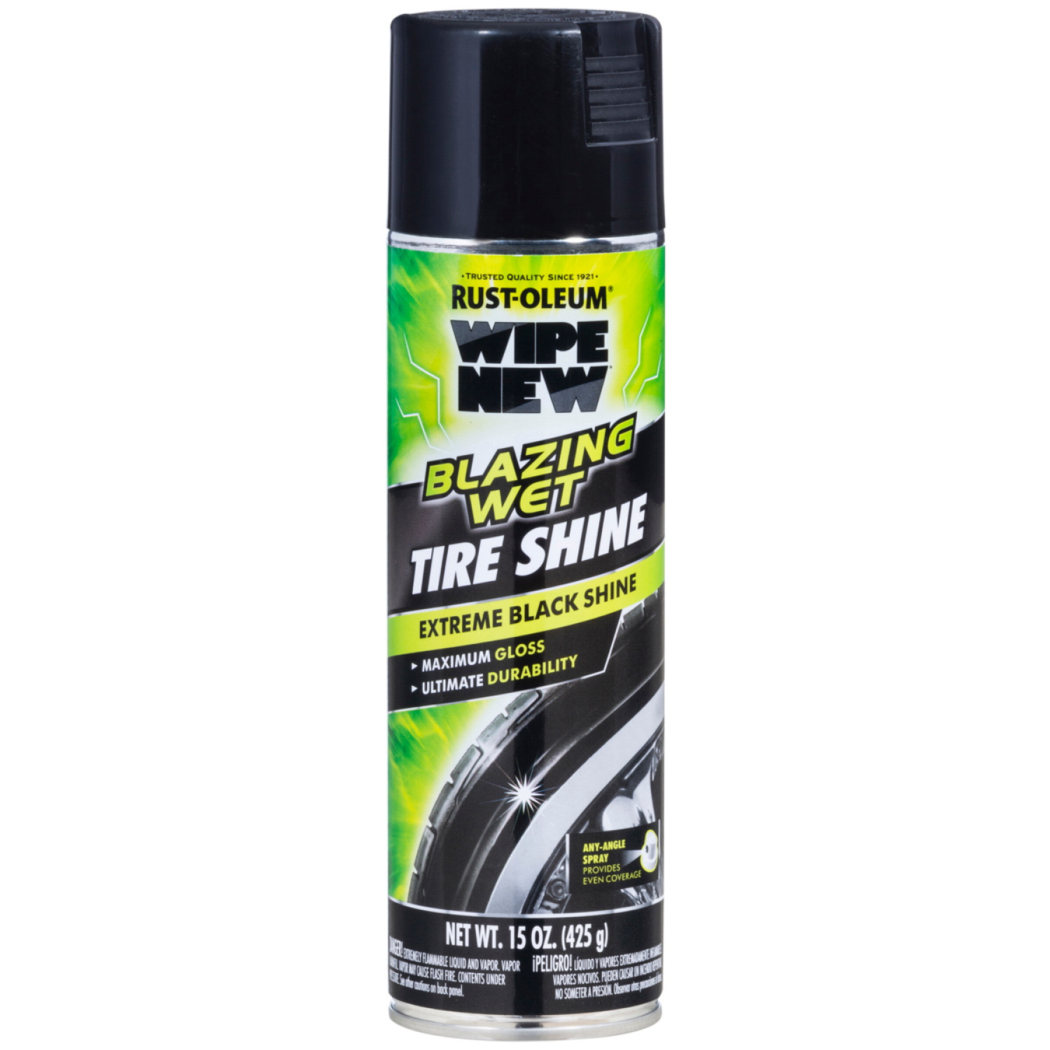 slide 1 of 5, Rustoleum Rust-Oleum Wipe New Blazing Wet Tire Shine spray, 15 oz