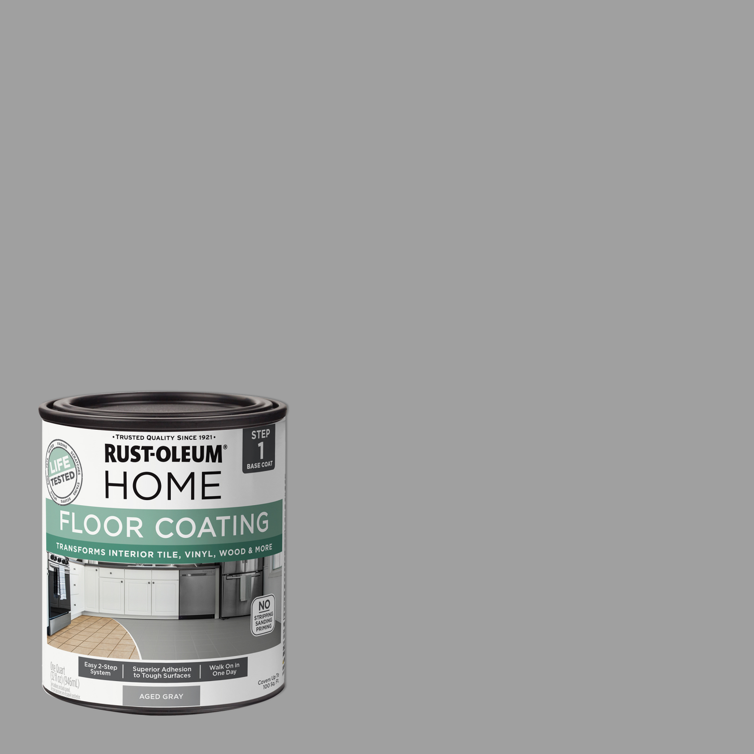 slide 1 of 3, Rustoleum Rust-Oleum Home Floor Coating-365929, Quart, Matted Aged Gray, 1 ct