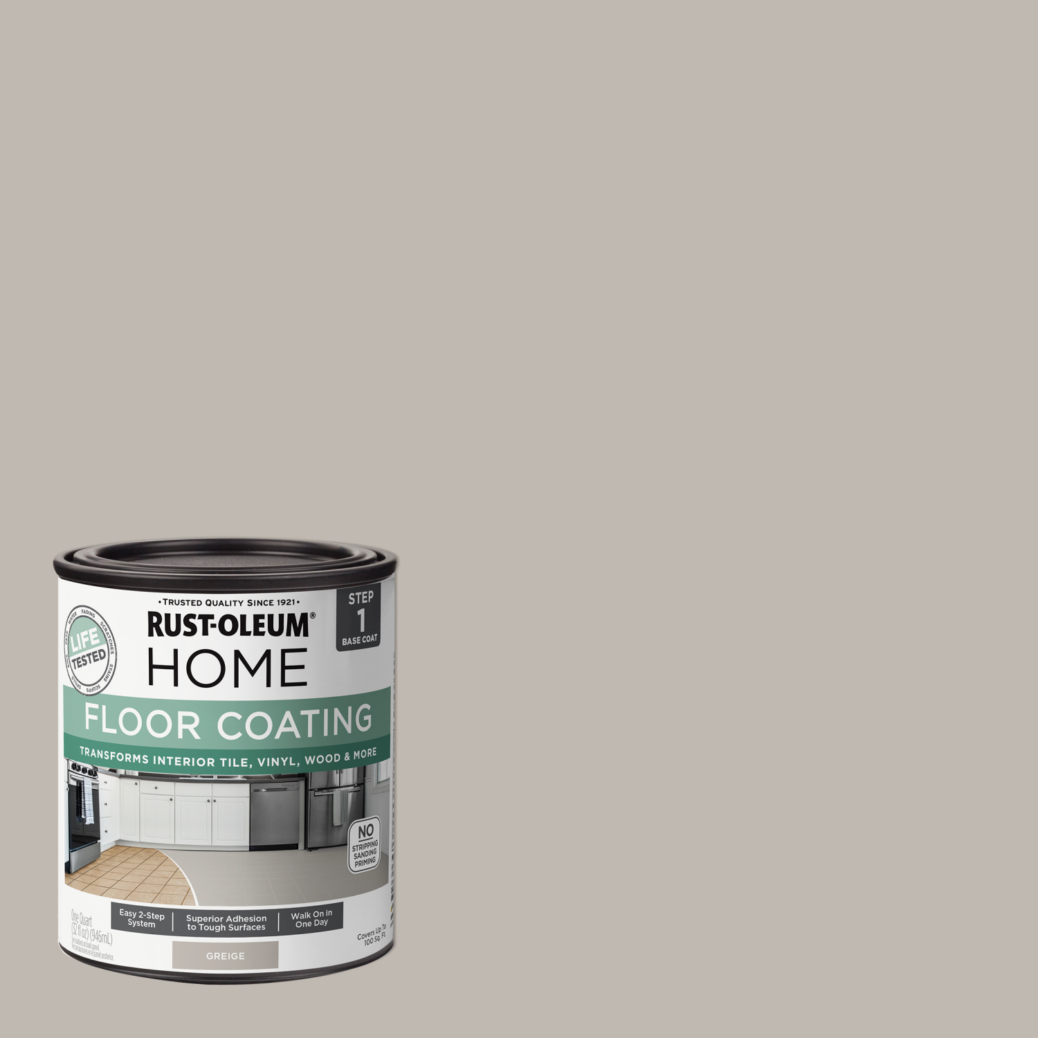 slide 1 of 3, Rustoleum Rust-Oleum Home Floor Coating-365932, Quart, Greige, 1 ct