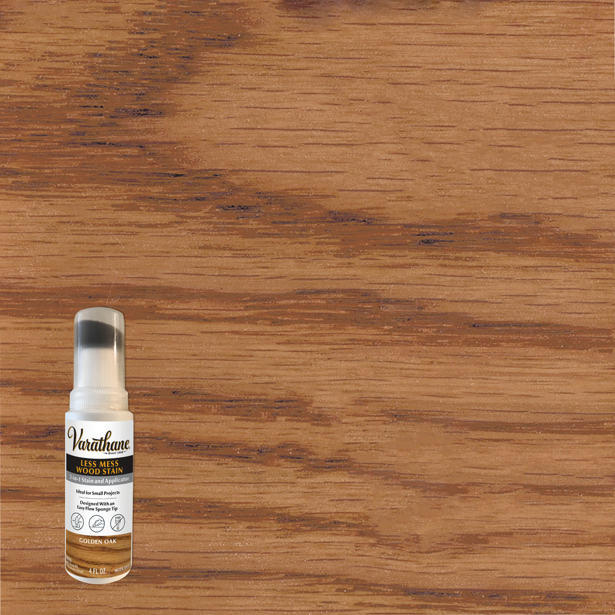 slide 1 of 13, Rustoleum Varathane Less Mess Wood Stain- 368035, Golden Oak, 4 fl oz