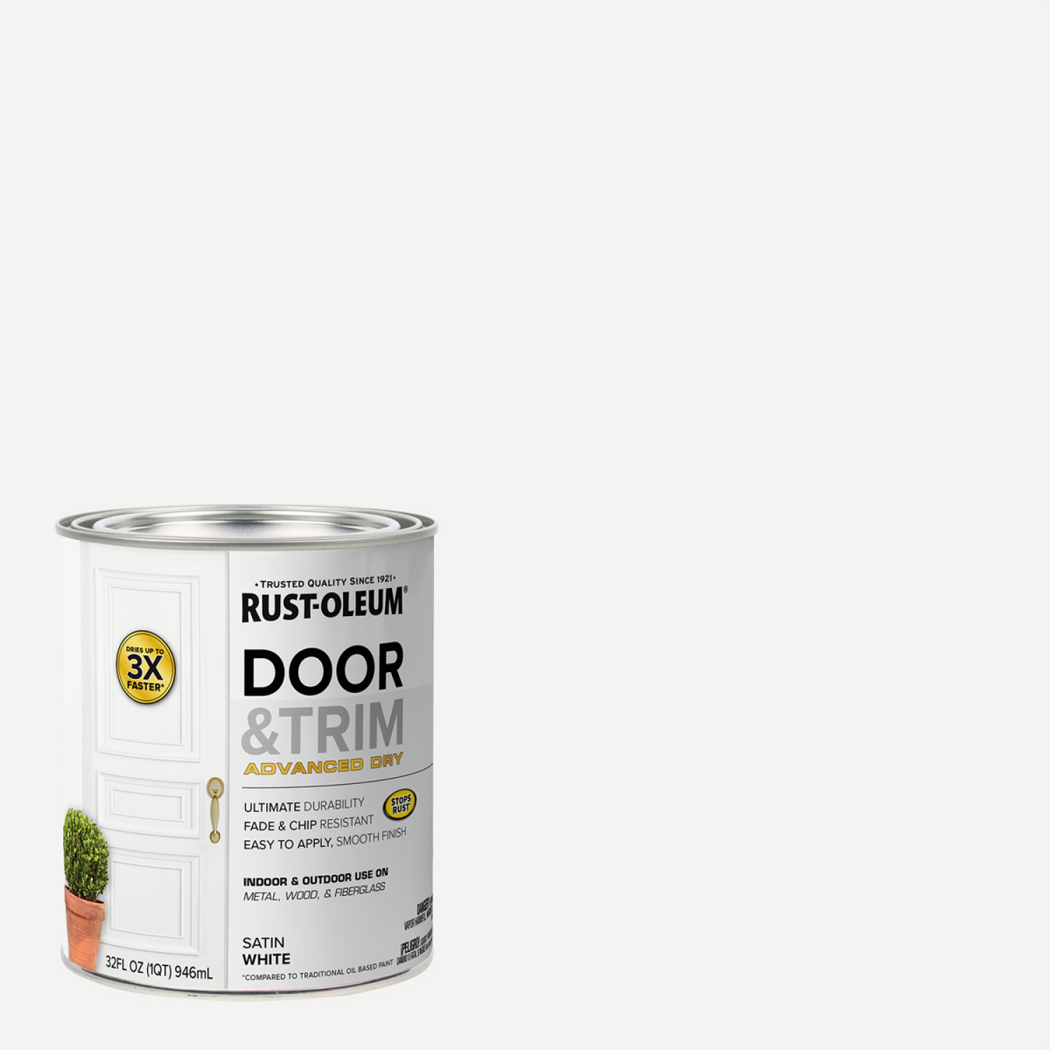 slide 1 of 3, Rust-Oleum Rust-Oleum Satin Door & Trim Paint- Quart, 369384, White, 1 ct